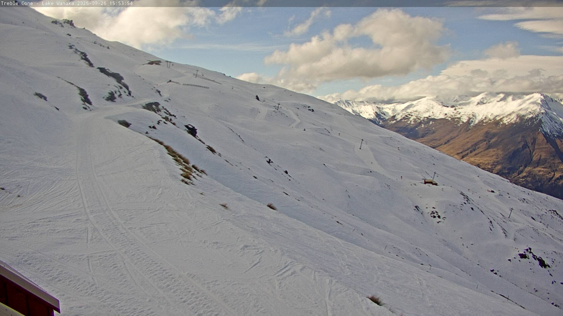 Treble Cone Home Basin snow cam captured at 26 September 2026 at 3:39 pm NZST