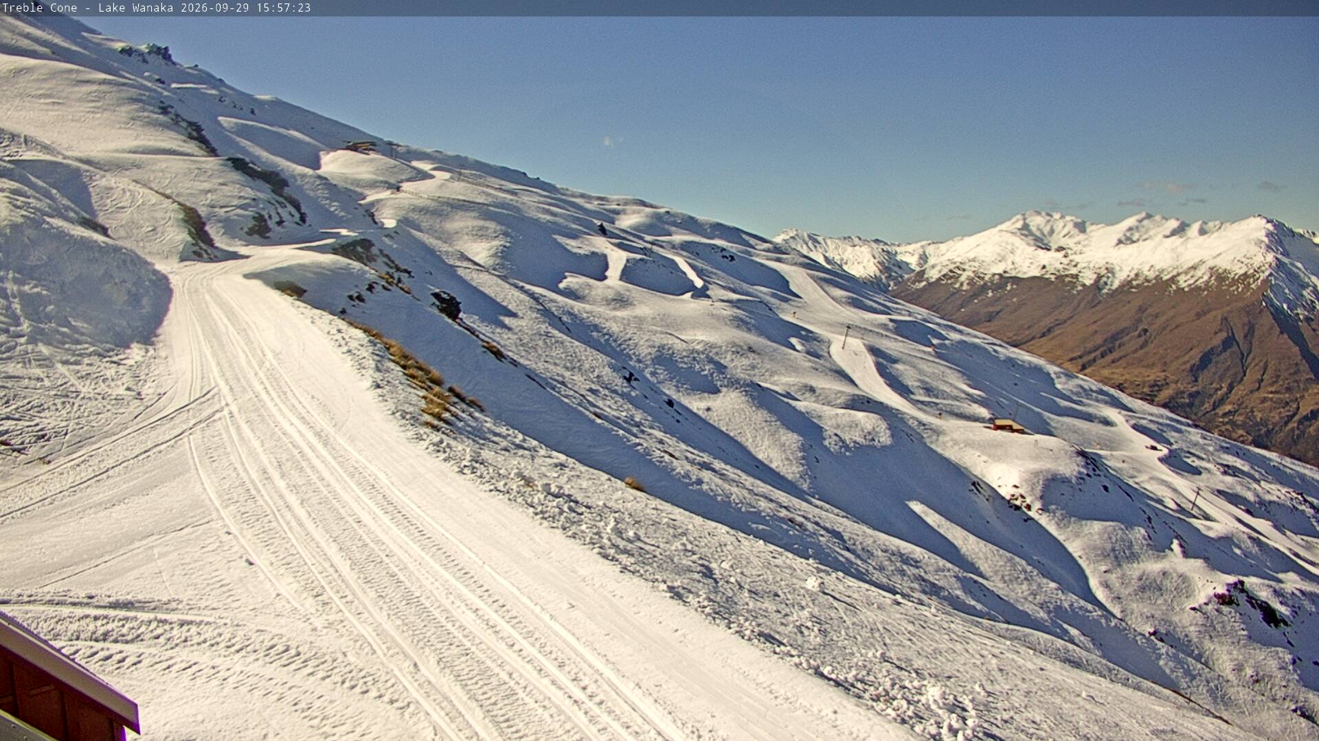 Treble Cone Home Basin snow cam captured at 29 September 2026 at 4:49 pm NZDT