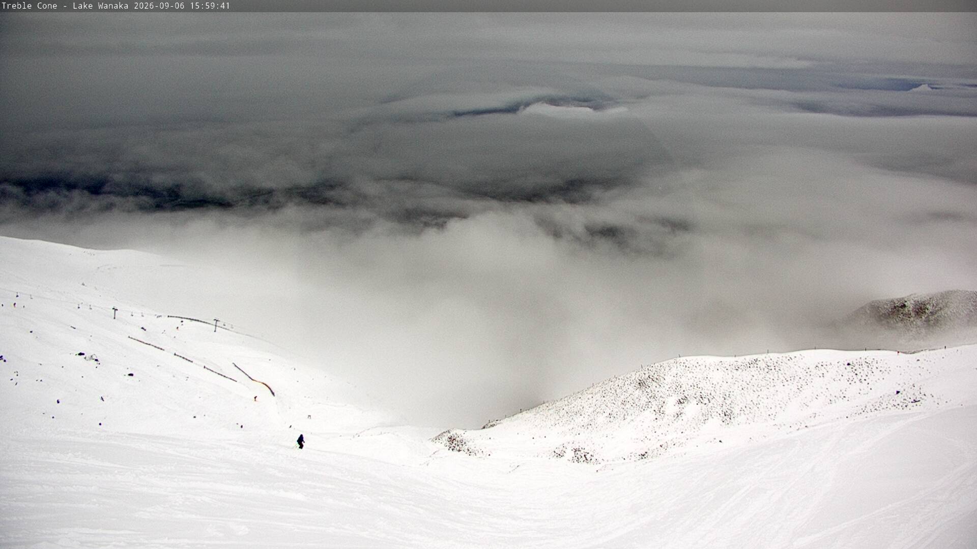 Treble Cone Lake Wānaka View snow cam captured at 6 September 2026 at 4:34 pm NZST
