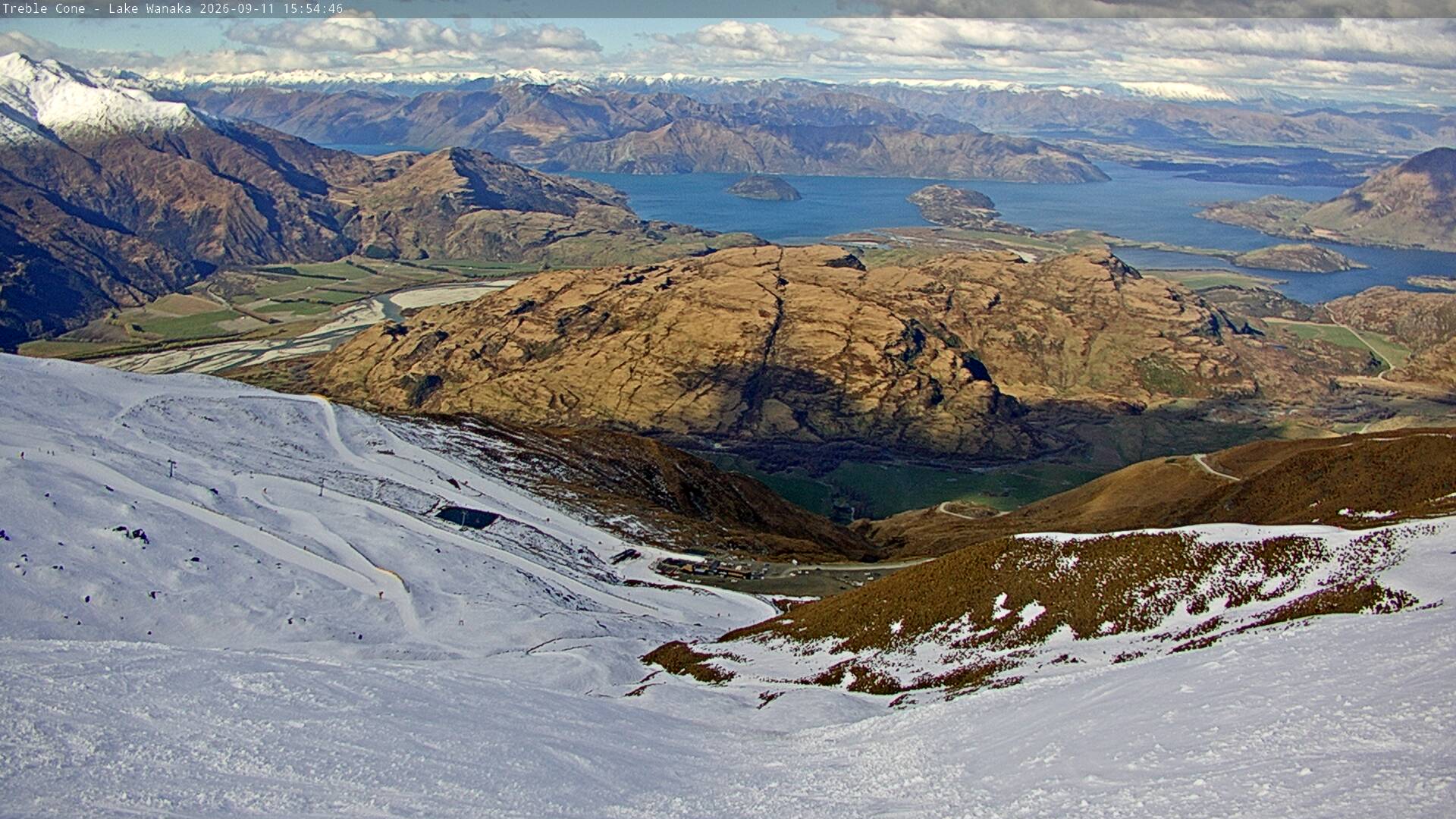 Treble Cone Lake Wānaka View snow cam captured at 11 September 2026 at 3:38 pm NZST