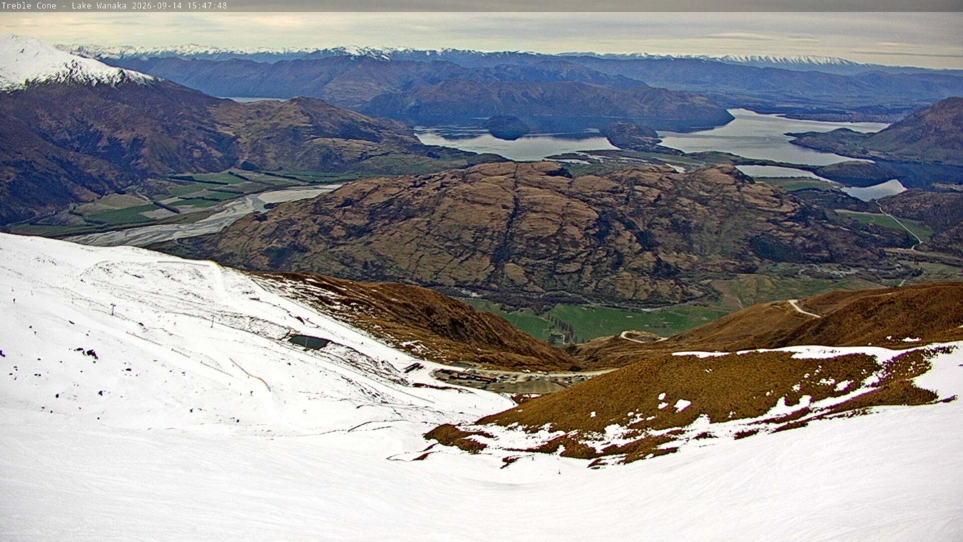 Treble Cone Lake Wānaka View snow cam captured at 14 September 2026 at 3:38 pm NZST