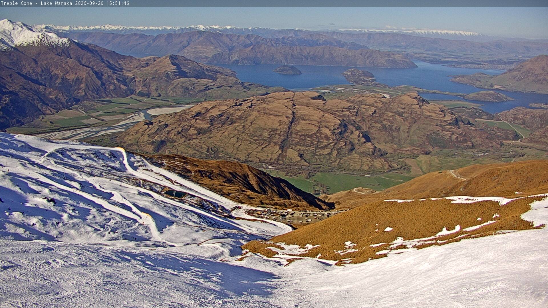 Treble Cone Lake Wānaka View snow cam captured at 20 September 2026 at 3:35 pm NZST