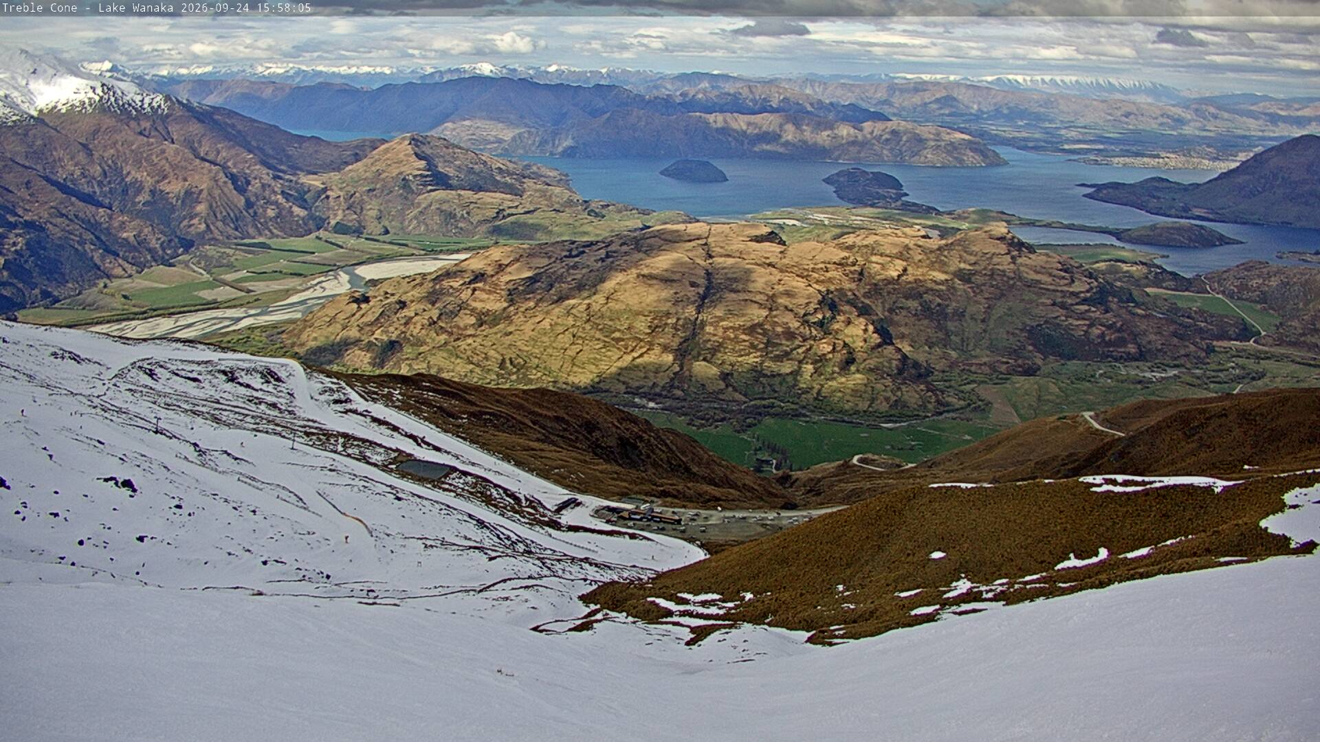 Treble Cone Lake Wānaka View snow cam captured at 24 September 2026 at 3:40 pm NZST