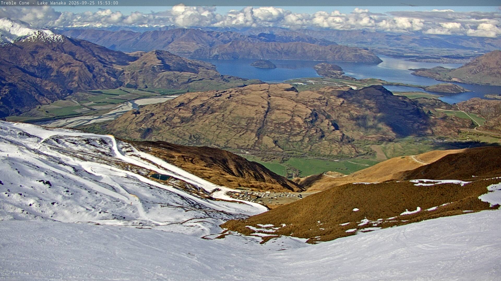 Treble Cone Lake Wānaka View snow cam captured at 25 September 2026 at 3:38 pm NZST