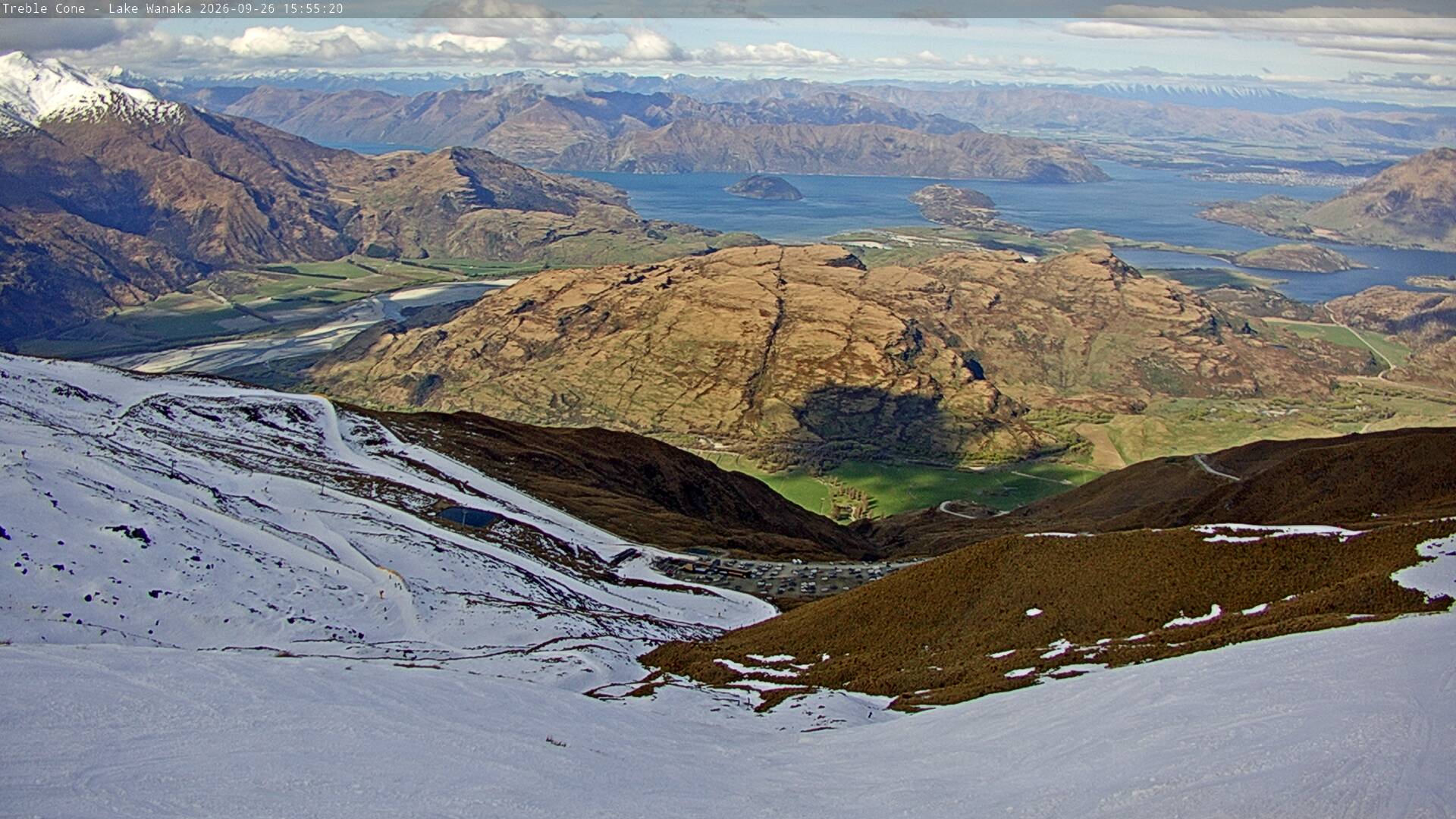 Treble Cone Lake Wānaka View snow cam captured at 26 September 2026 at 3:39 pm NZST
