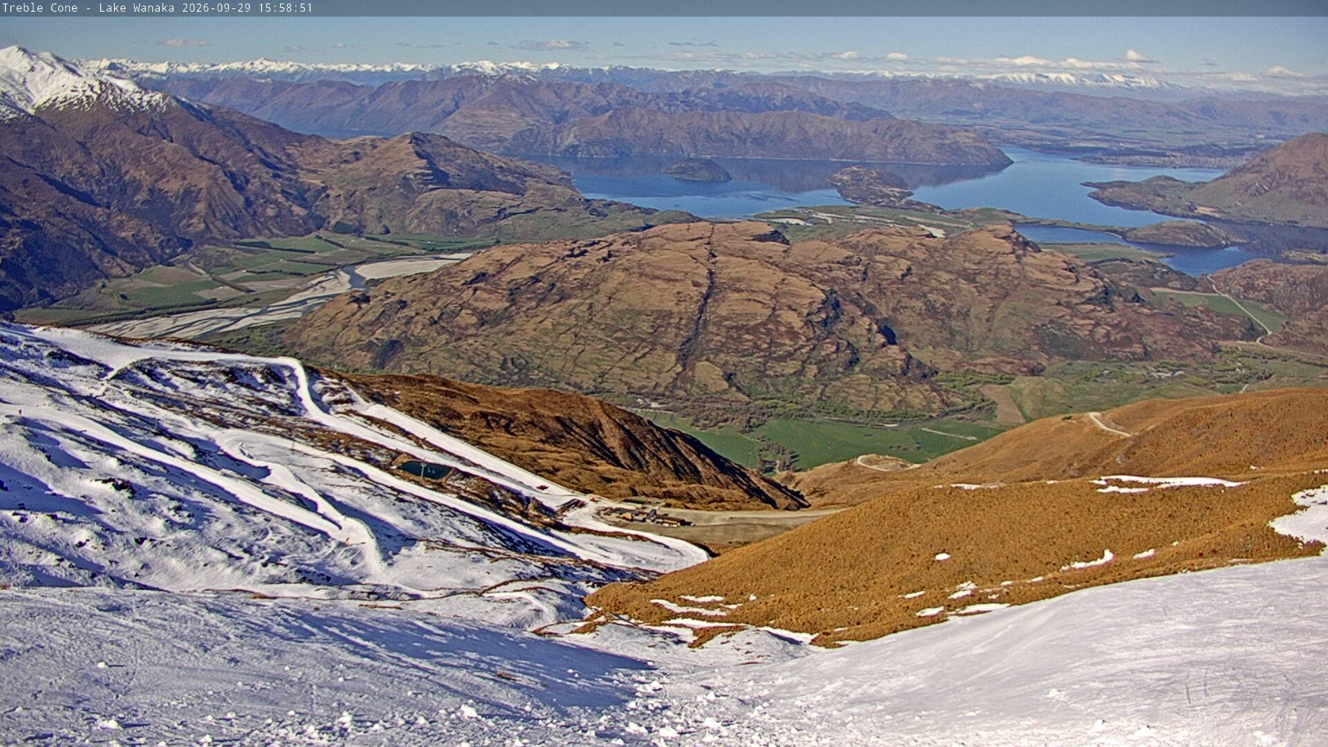 Treble Cone Lake Wānaka View snow cam captured at 29 September 2026 at 4:49 pm NZDT