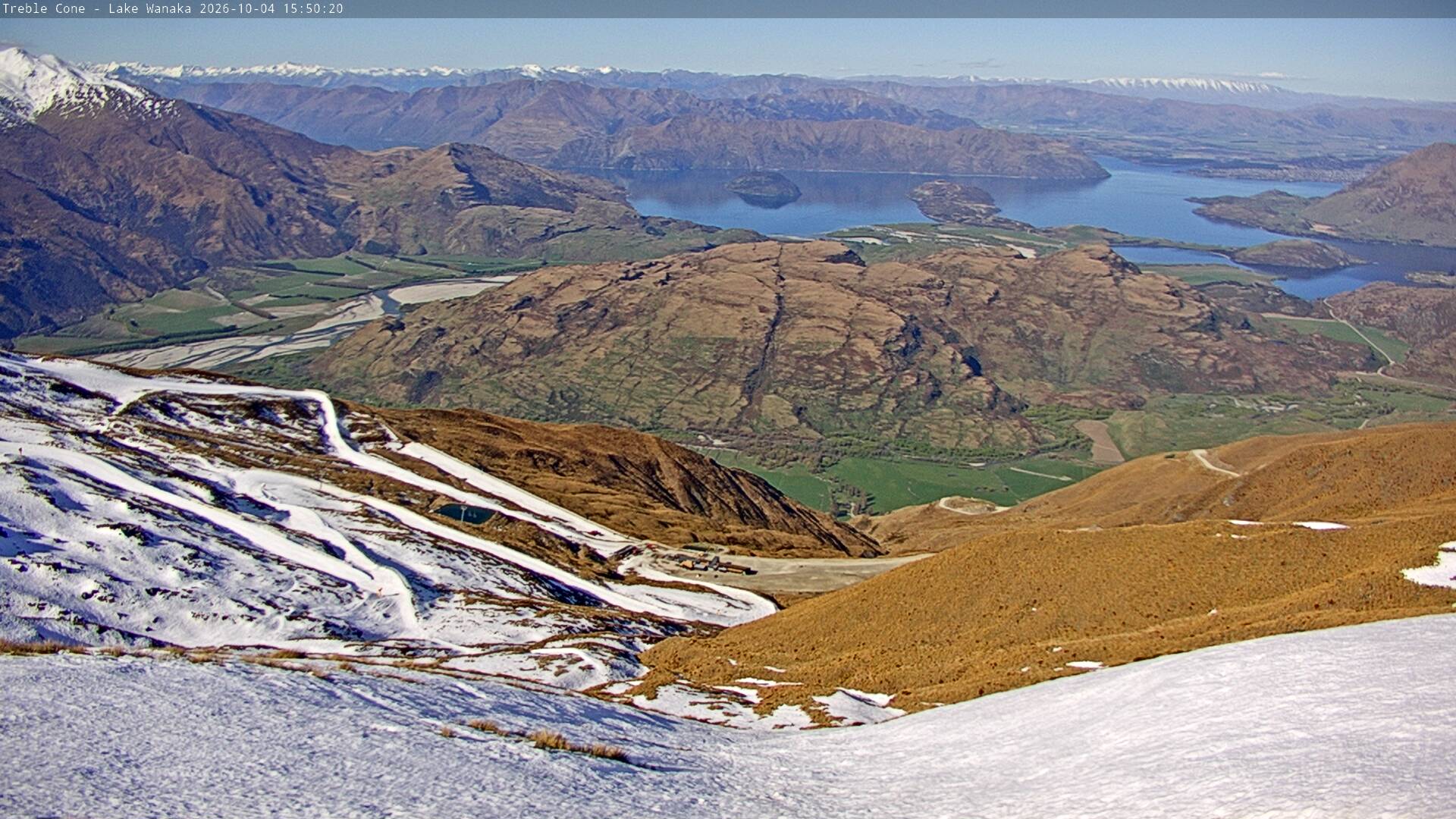 Treble Cone Lake Wānaka View snow cam captured at 4 October 2026 at 4:33 pm NZDT