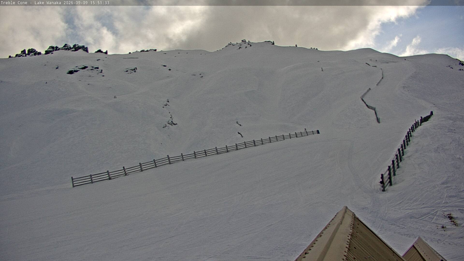 Treble Cone Saddle Basin snow cam captured at 9 September 2026 at 3:35 pm NZST