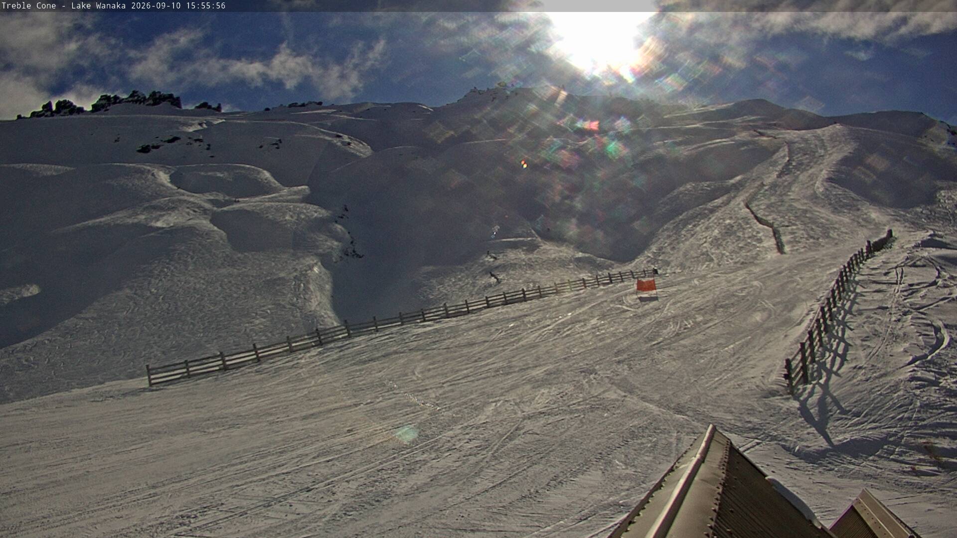Treble Cone Saddle Basin snow cam captured at 10 September 2026 at 3:46 pm NZST
