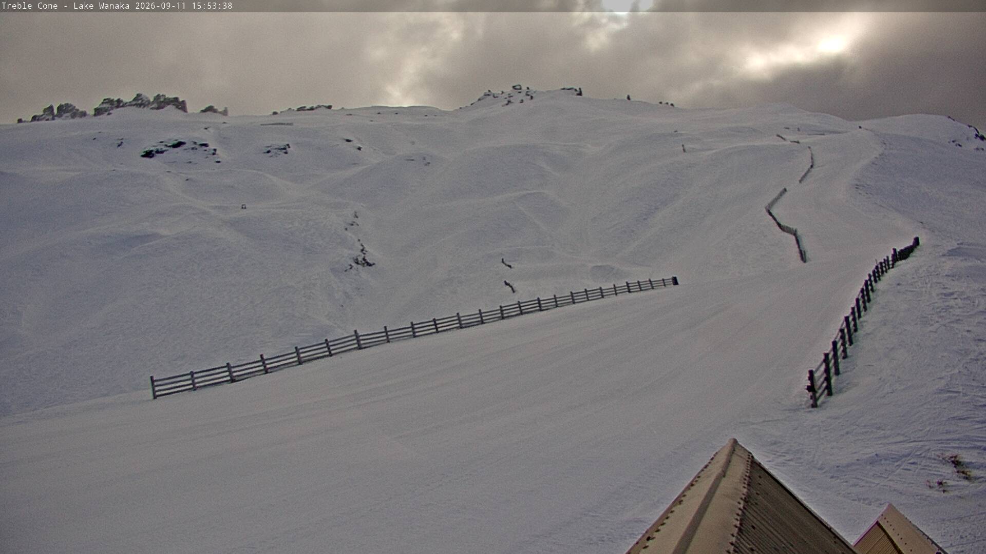 Treble Cone Saddle Basin snow cam captured at 11 September 2026 at 3:38 pm NZST