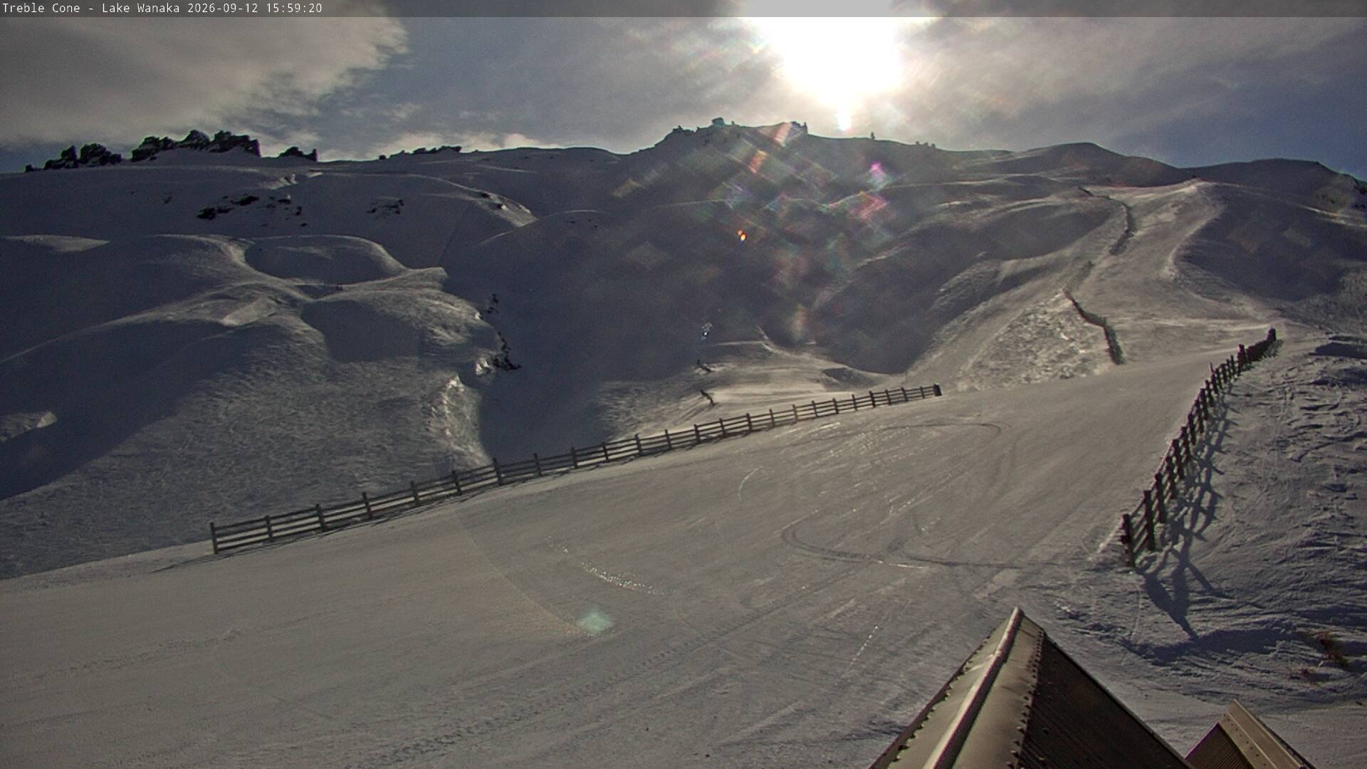 Treble Cone Saddle Basin snow cam captured at 12 September 2026 at 3:48 pm NZST