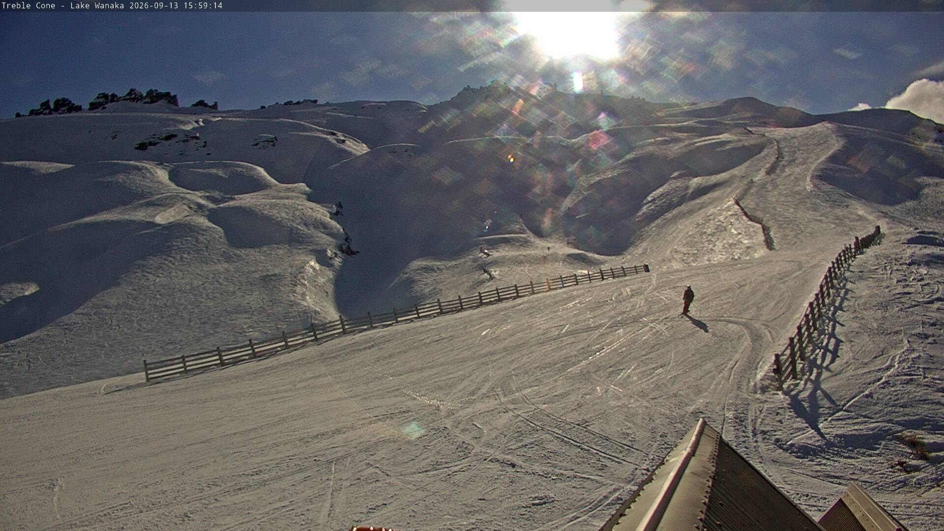Treble Cone Saddle Basin snow cam captured at 13 September 2026 at 3:44 pm NZST