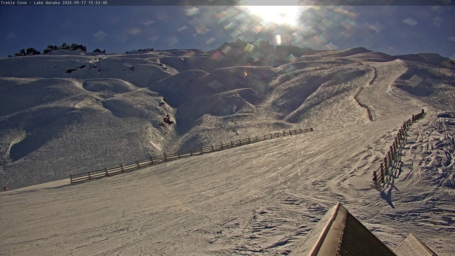 Treble Cone Saddle Basin snow cam captured at 17 September 2026 at 3:44 pm NZST