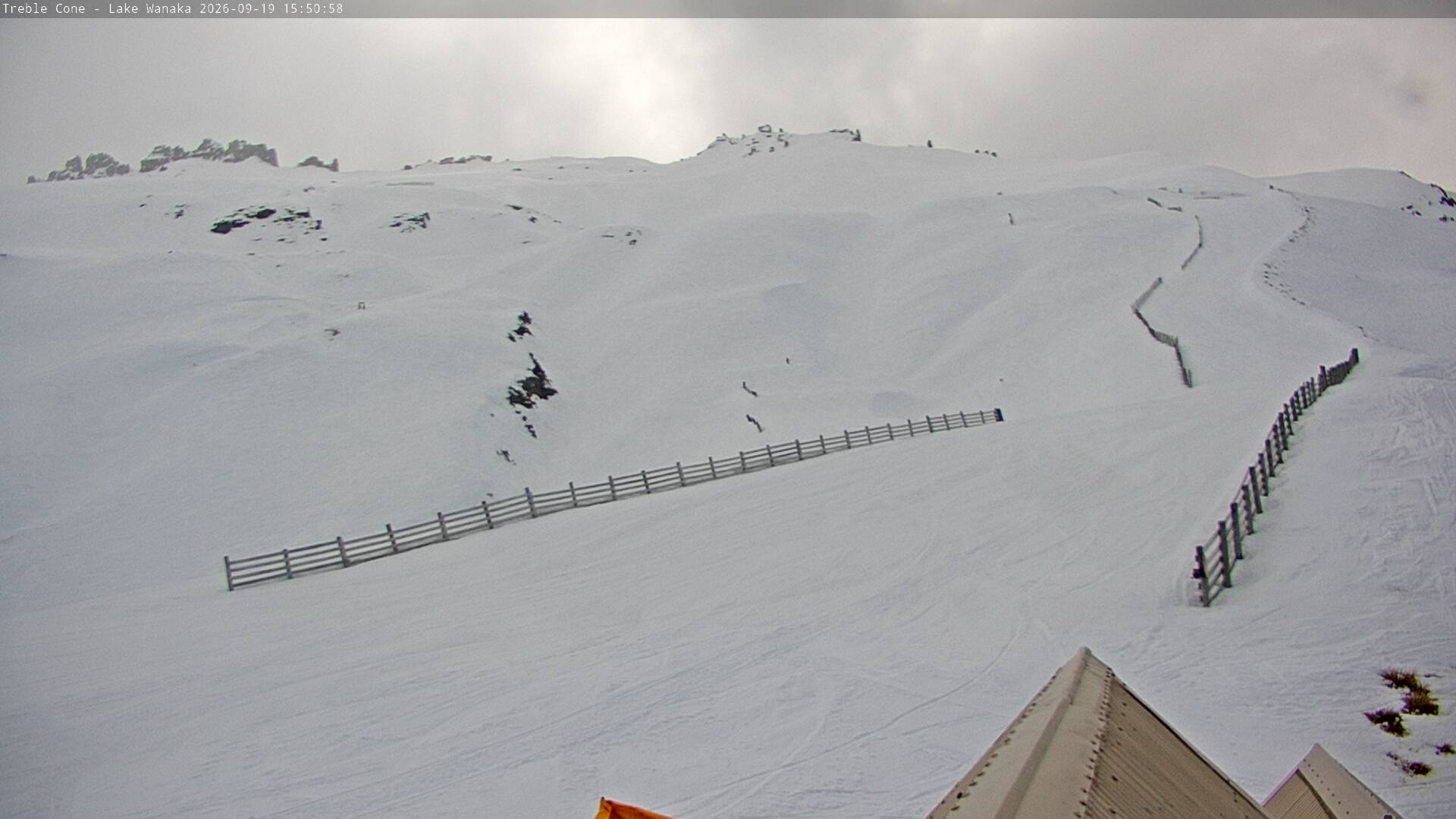 Treble Cone Saddle Basin snow cam captured at 19 September 2026 at 3:39 pm NZST