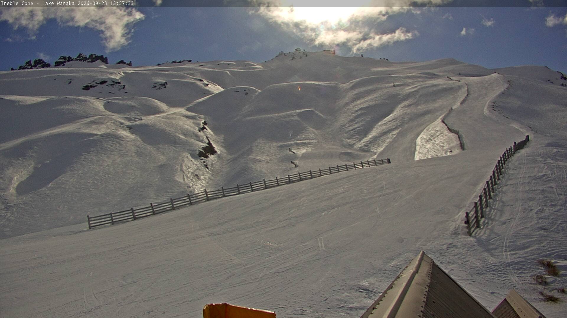 Treble Cone Saddle Basin snow cam captured at 23 September 2026 at 3:49 pm NZST