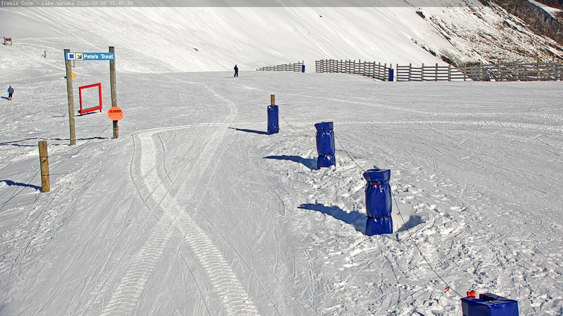 Treble Cone Saddle Gate snow cam captured at 8 September 2026 at 3:34 pm NZST