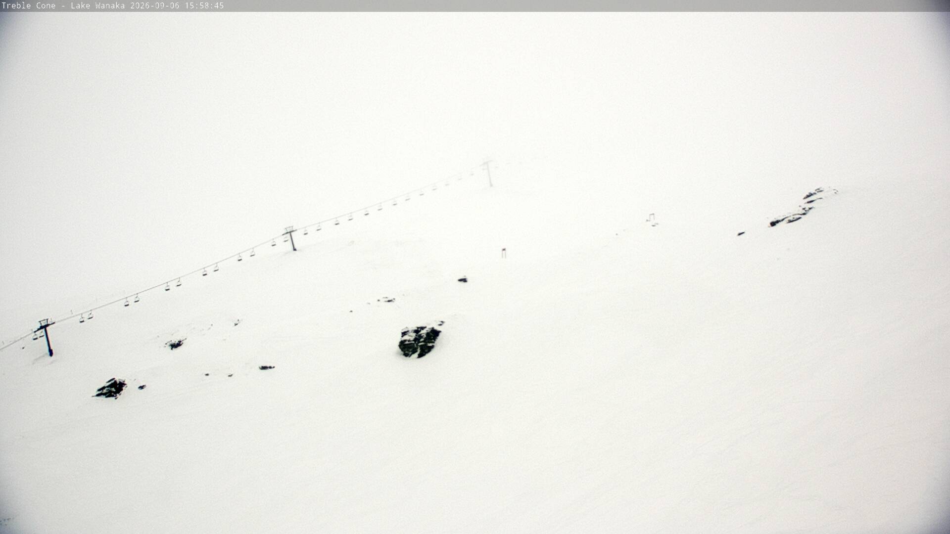 Treble Cone Saddle Chair snow cam captured at 6 September 2026 at 4:34 pm NZST