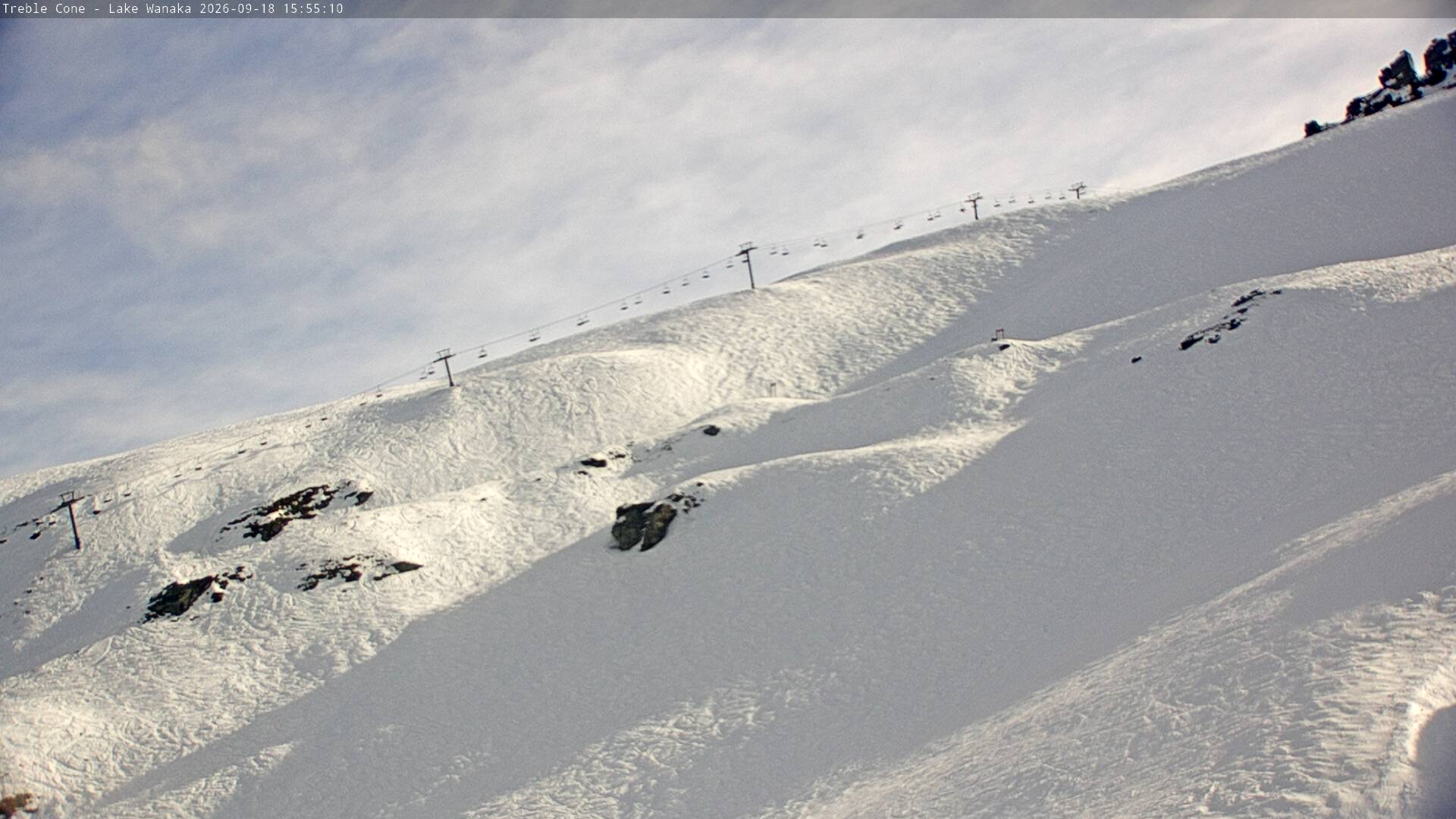 Treble Cone Saddle Chair snow cam captured at 18 September 2026 at 3:46 pm NZST