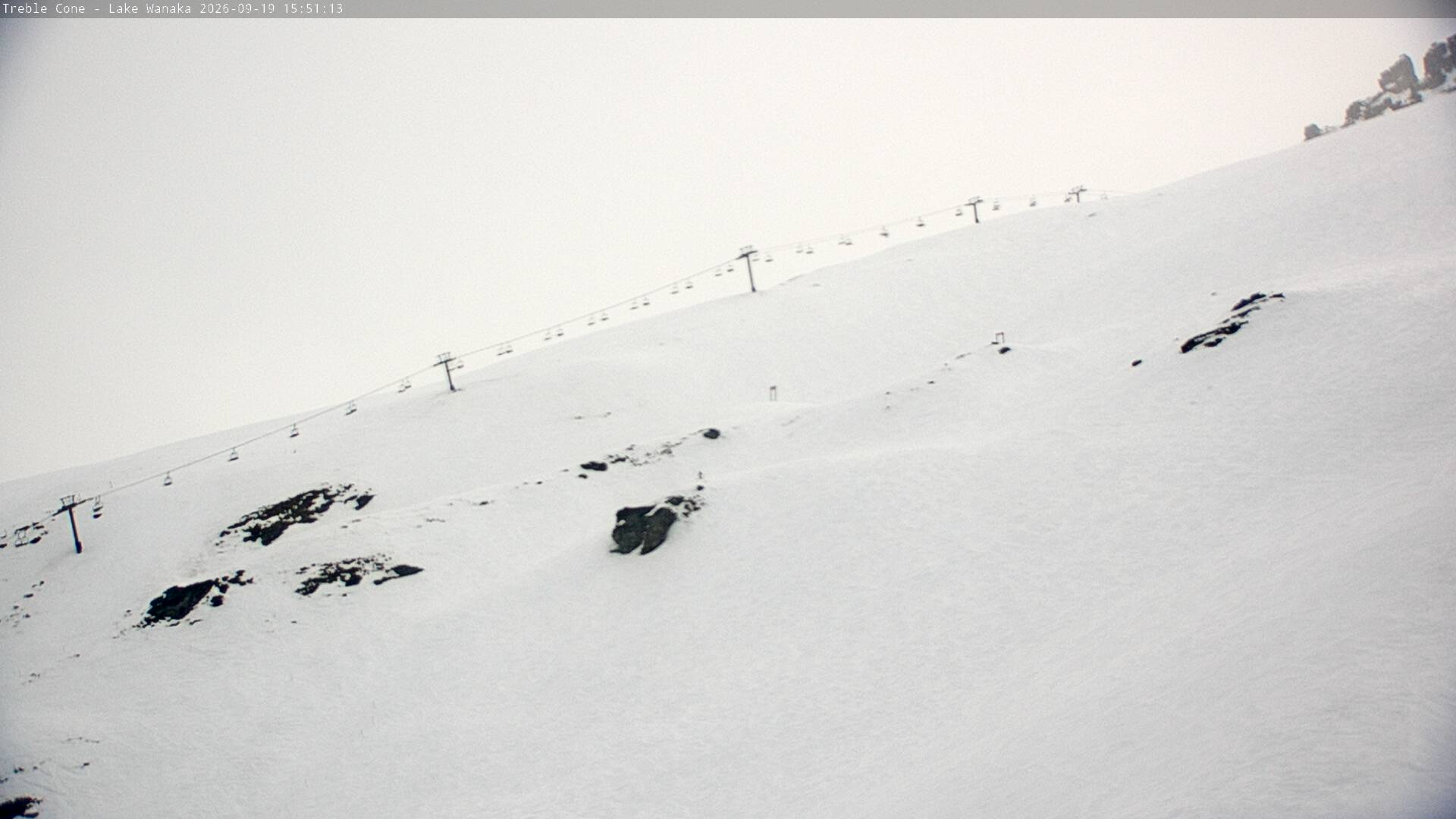 Treble Cone Saddle Chair snow cam captured at 19 September 2026 at 3:39 pm NZST