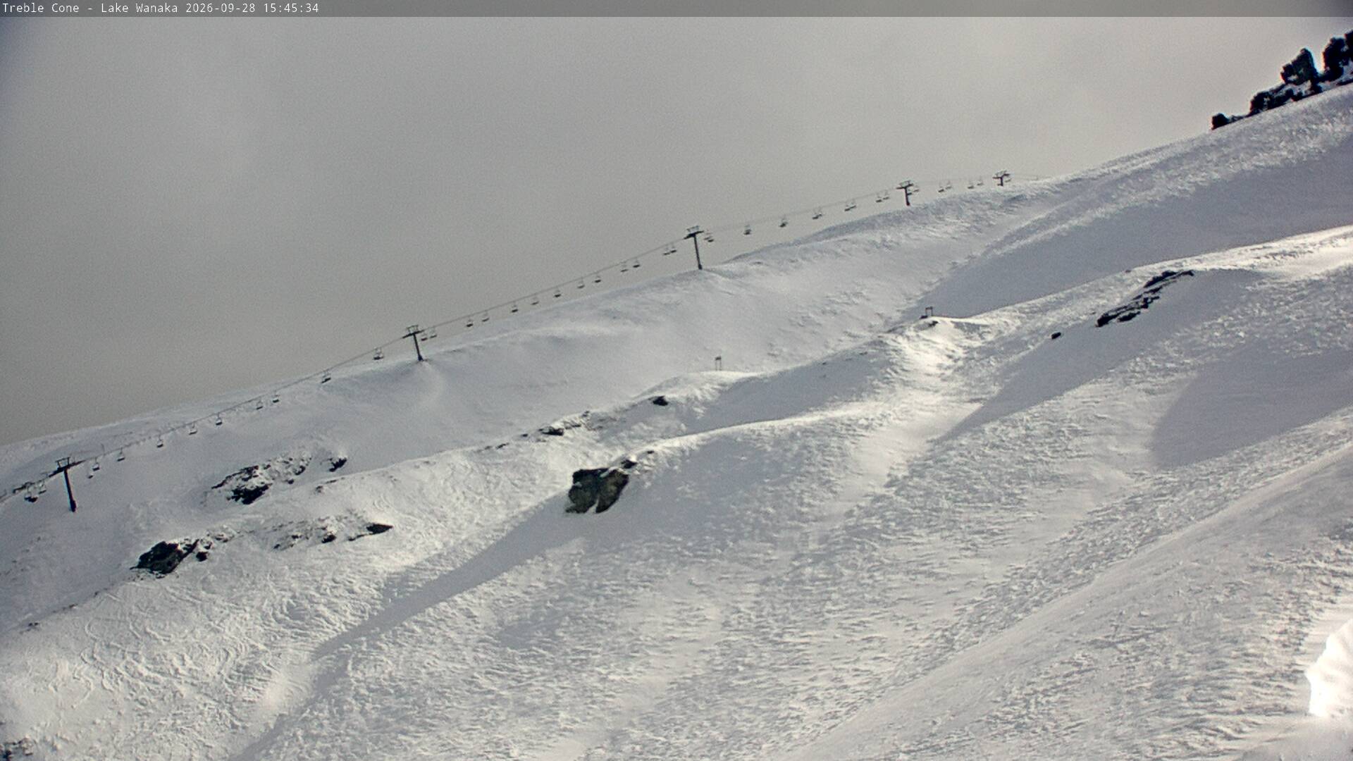 Treble Cone Saddle Chair snow cam captured at 28 September 2026 at 4:37 pm NZDT