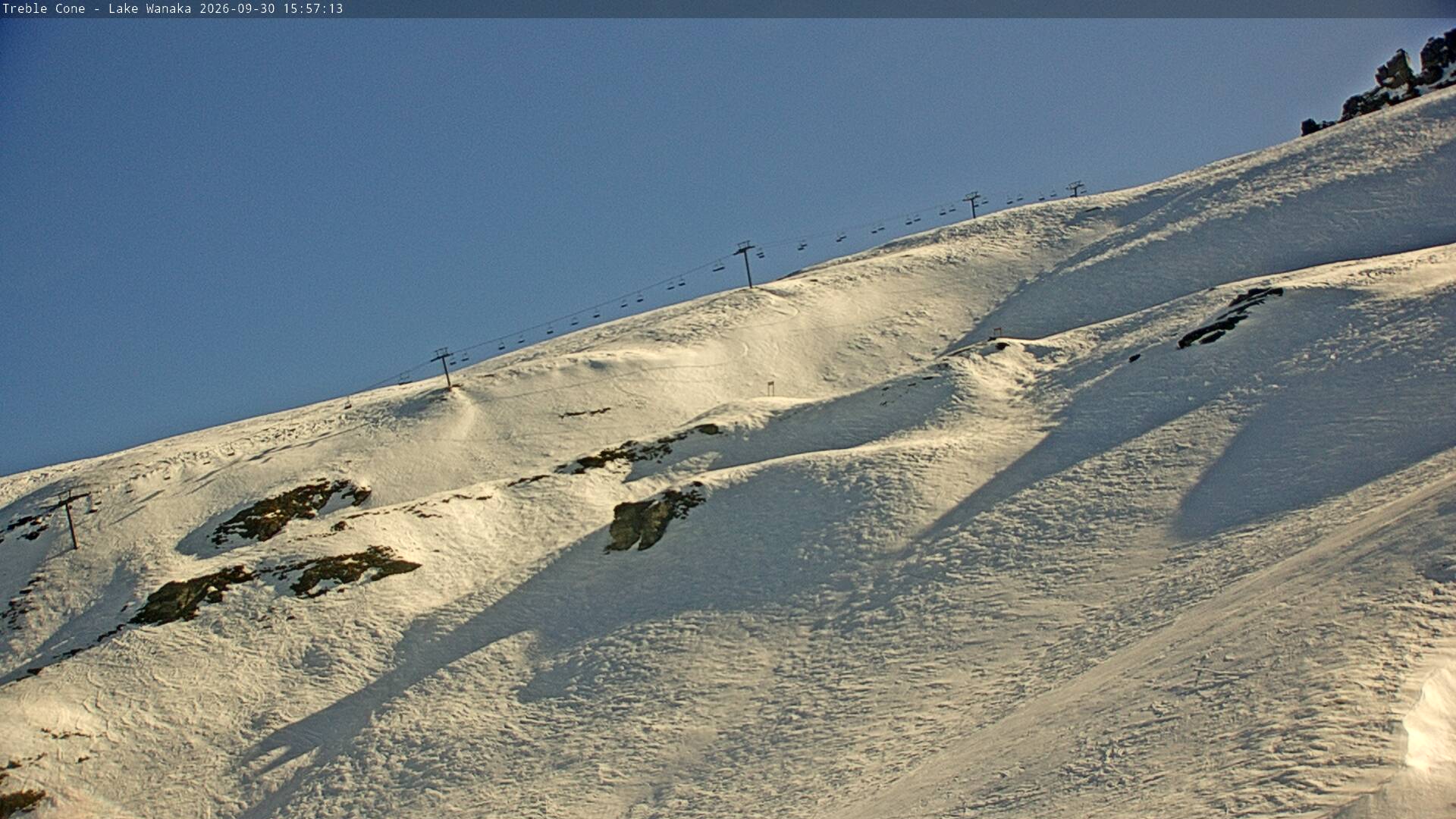 Treble Cone Saddle Chair snow cam captured at 30 September 2026 at 4:45 pm NZDT