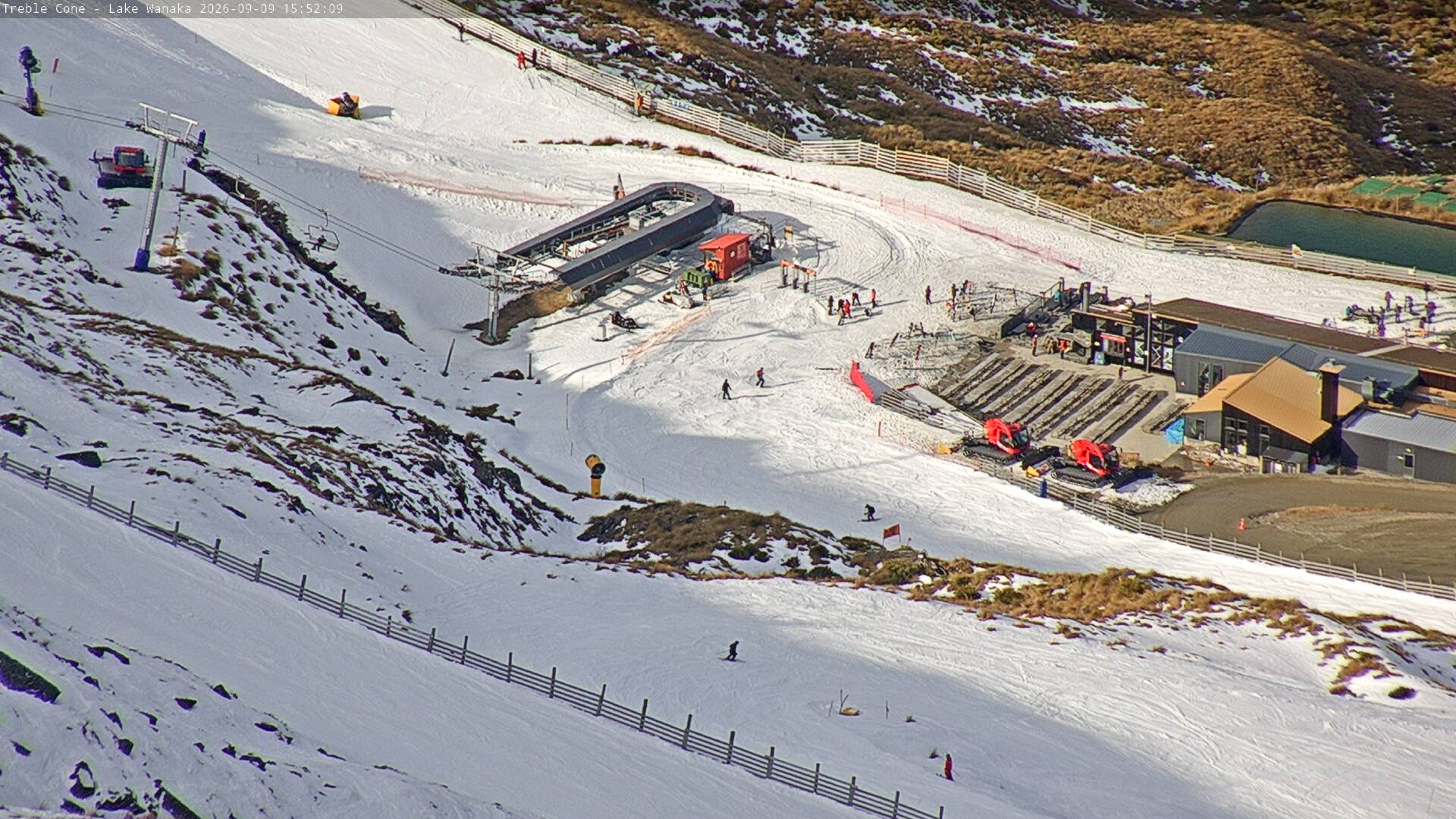 Treble Cone Base Building snow cam captured at 9 September 2026 at 3:35 pm NZST
