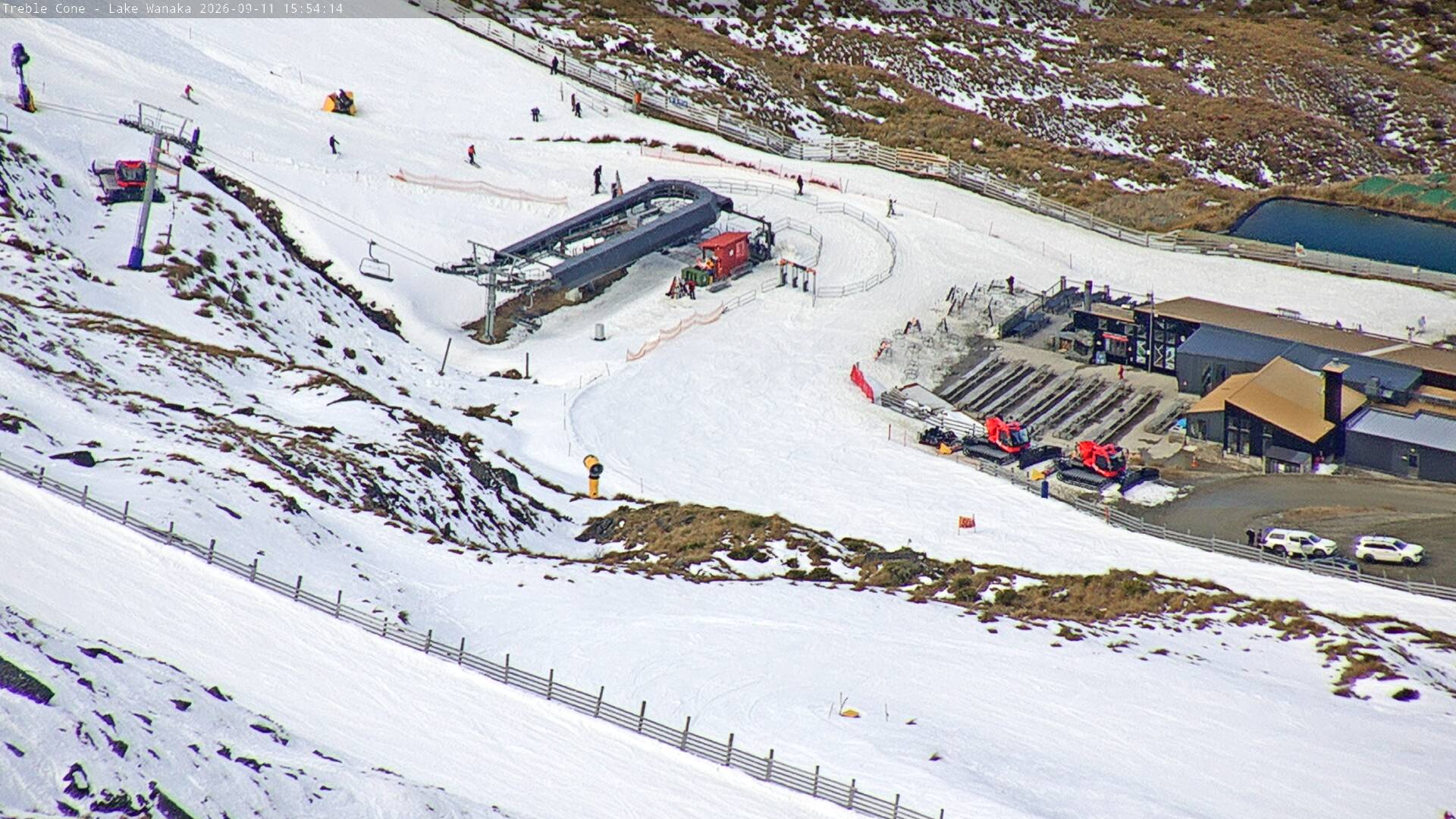 Treble Cone Base Building snow cam captured at 11 September 2026 at 3:38 pm NZST