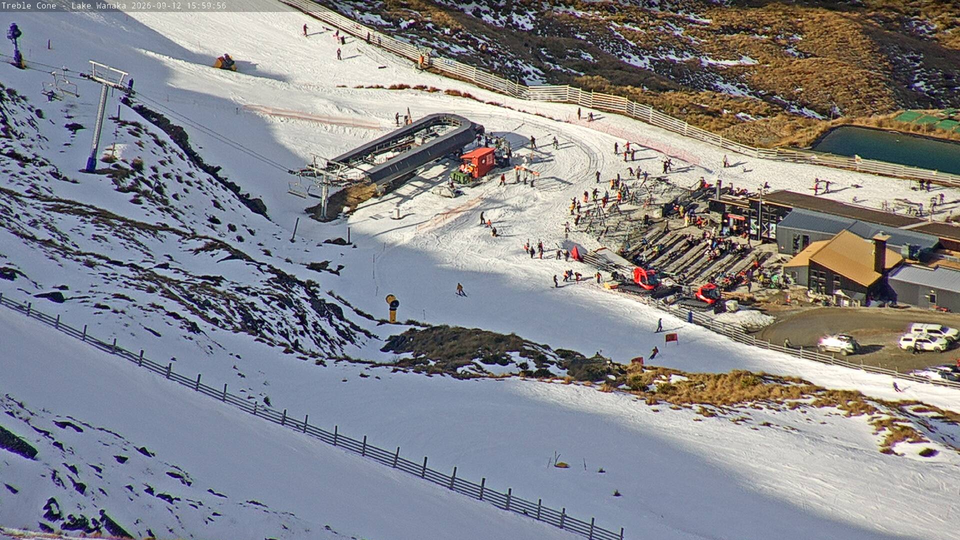 Treble Cone Base Building snow cam captured at 12 September 2026 at 3:48 pm NZST