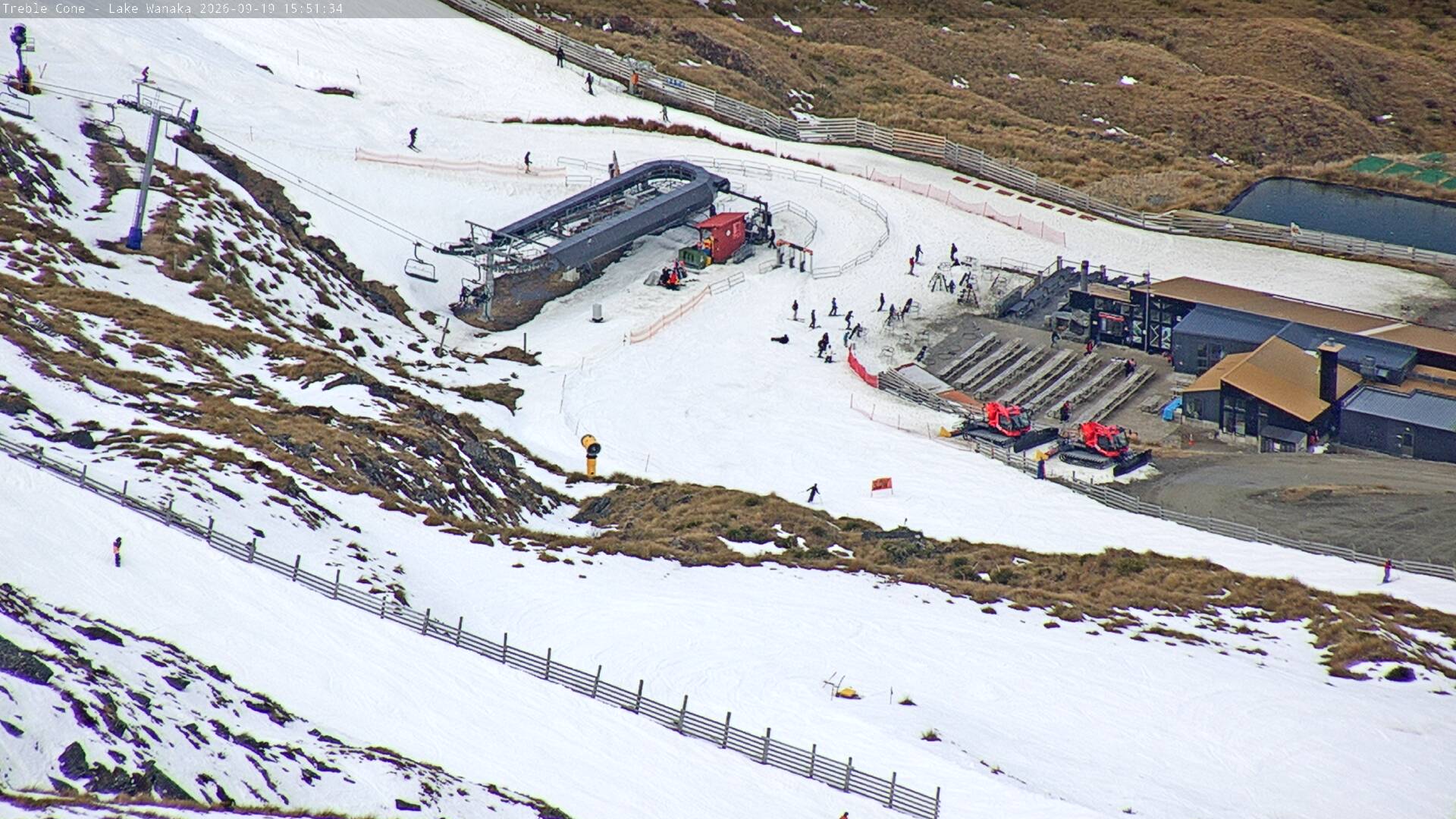 Treble Cone Base Building snow cam captured at 19 September 2026 at 3:39 pm NZST