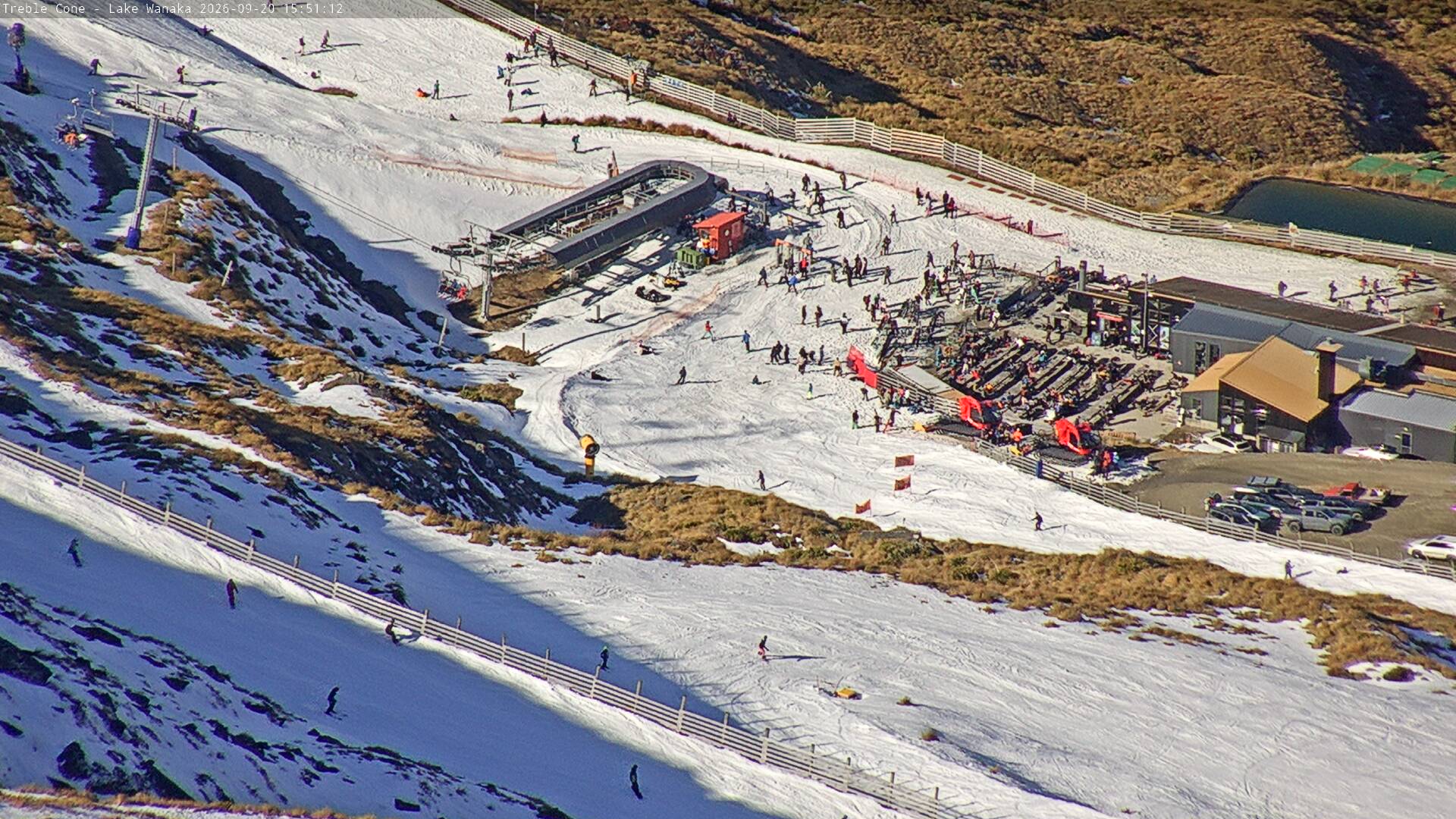 Treble Cone Base Building snow cam captured at 20 September 2026 at 3:35 pm NZST