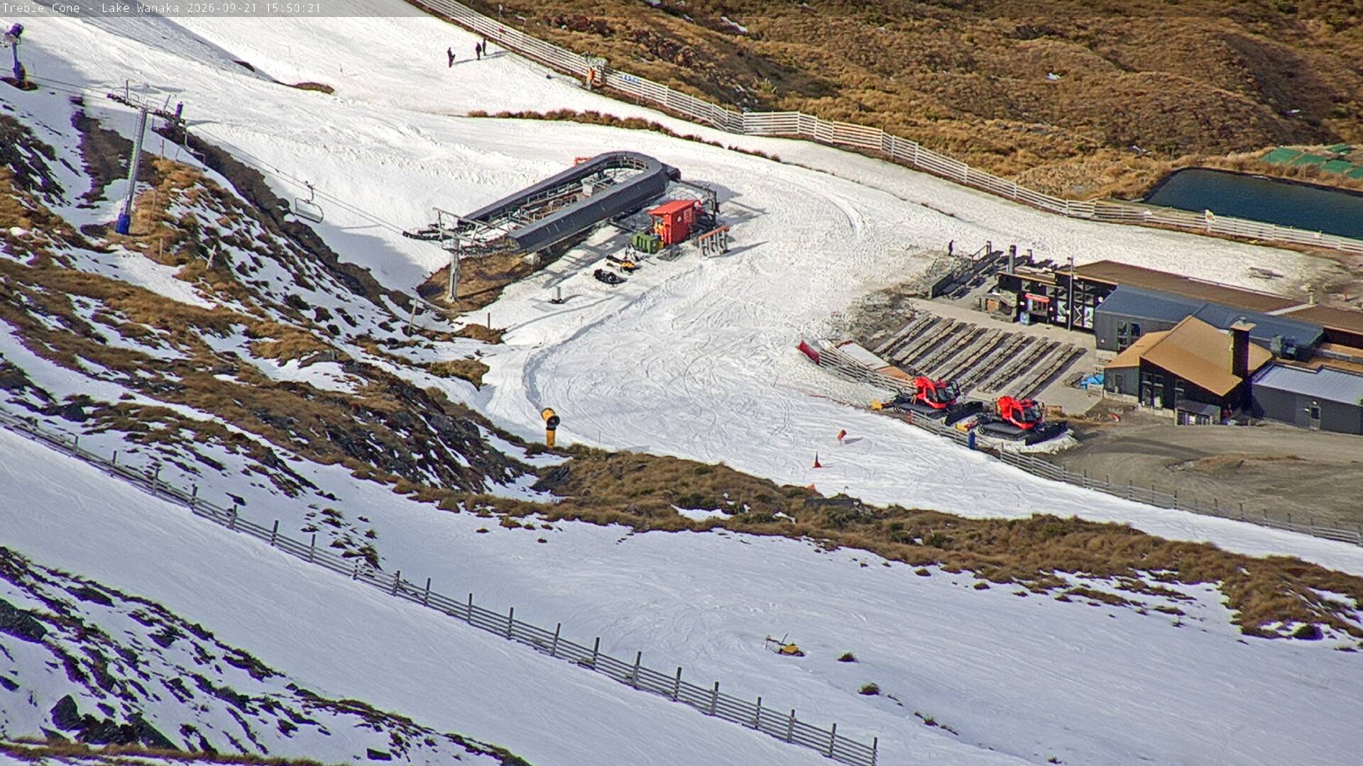 Treble Cone Base Building snow cam captured at 21 September 2026 at 3:36 pm NZST
