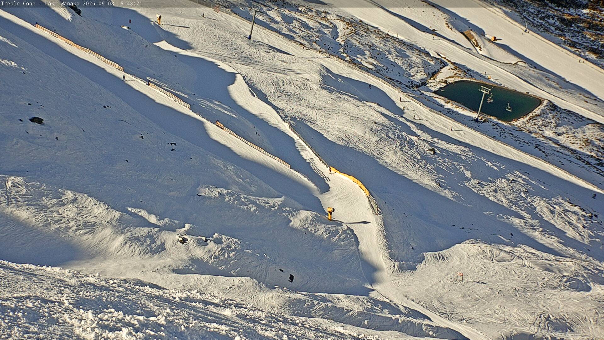 Treble Cone Lower Home Basin snow cam captured at 8 September 2026 at 3:34 pm NZST