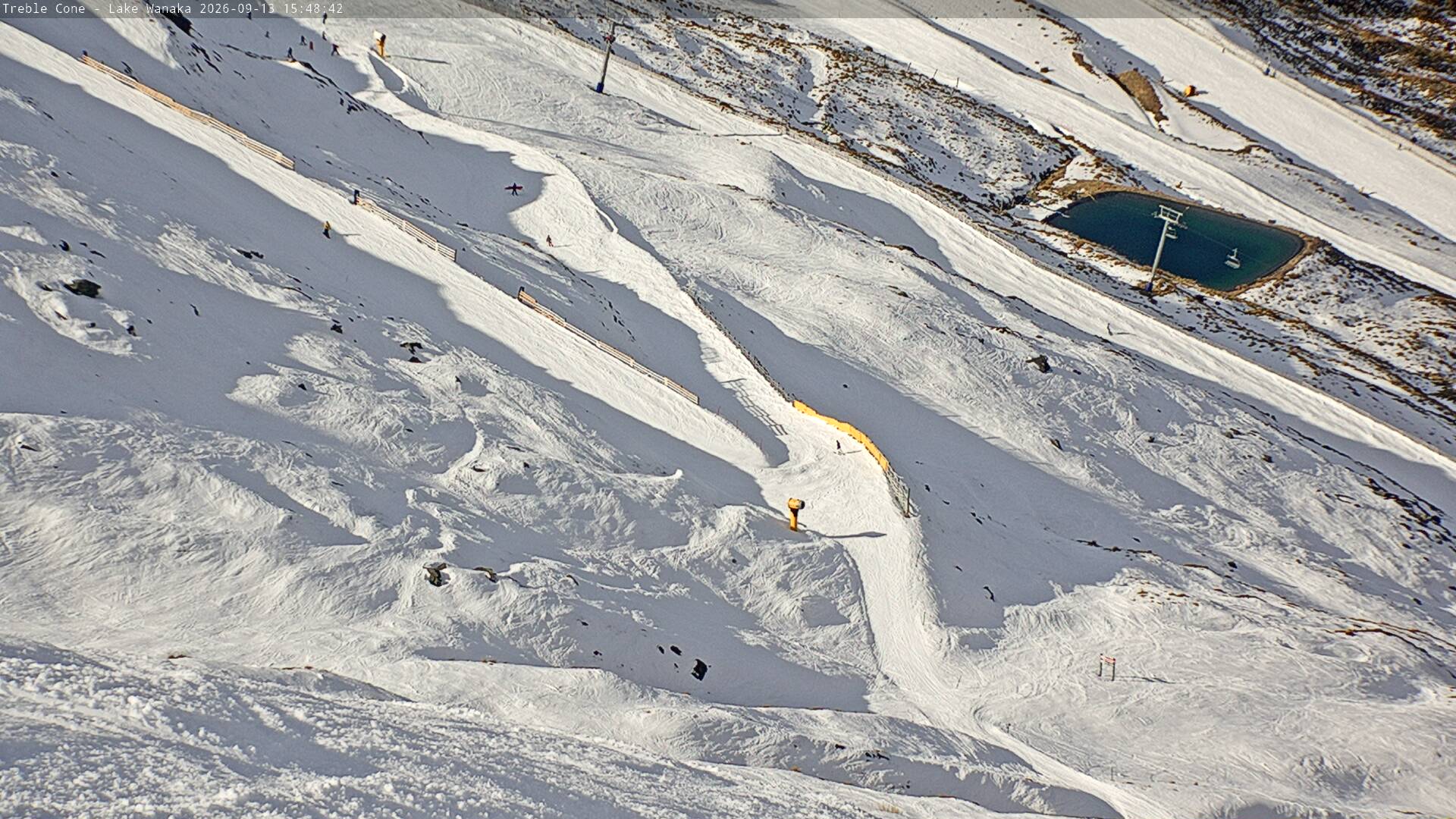 Treble Cone Lower Home Basin snow cam captured at 13 September 2026 at 3:34 pm NZST