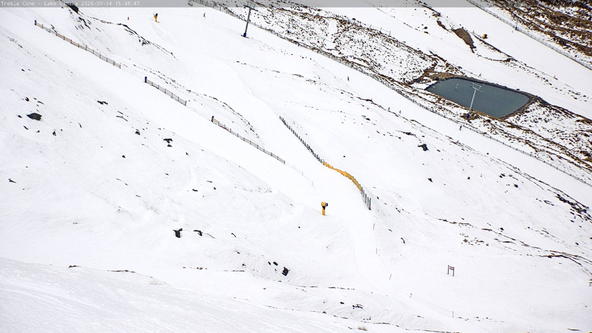 Treble Cone Lower Home Basin snow cam captured at 14 September 2026 at 3:38 pm NZST