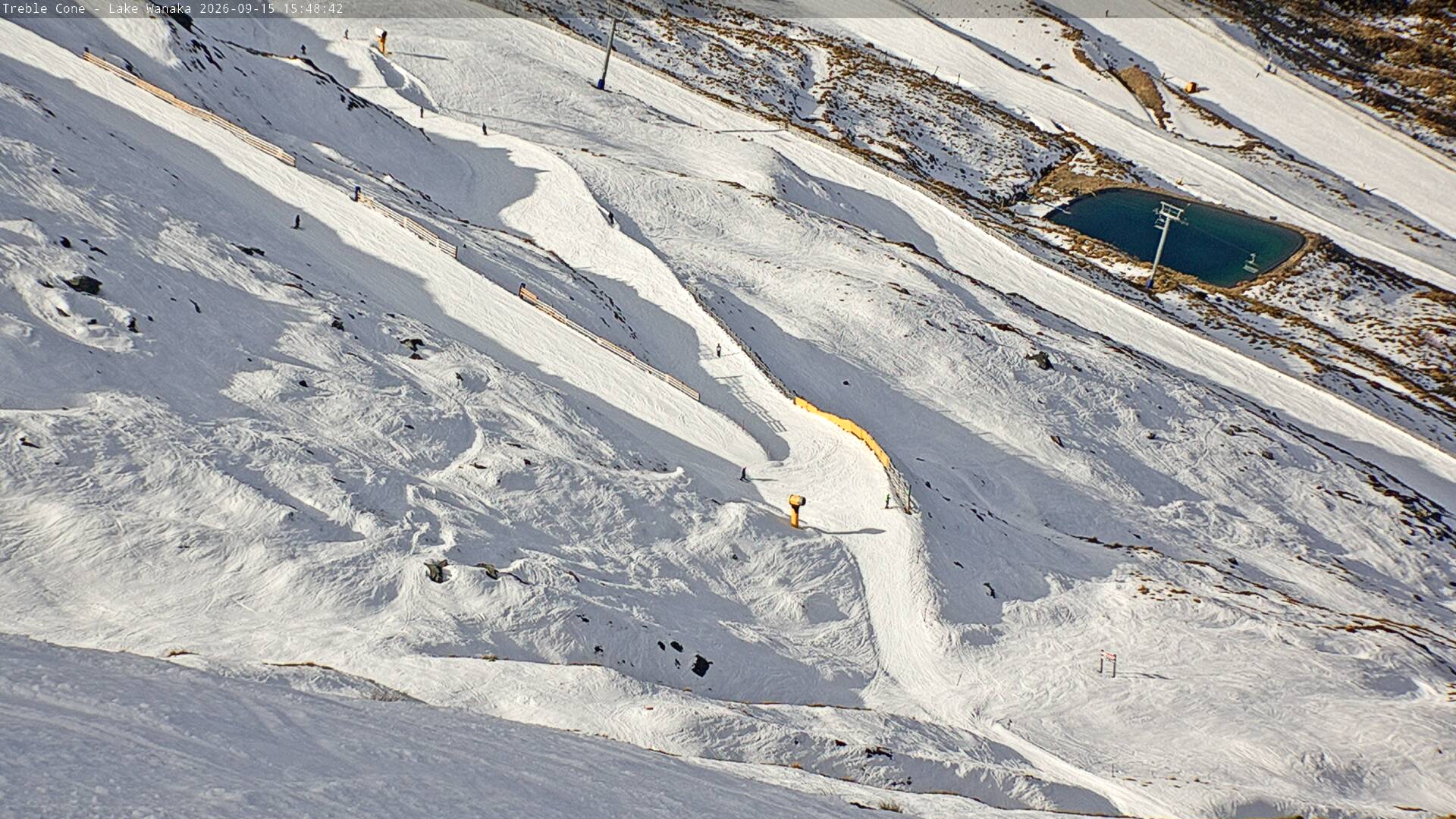 Treble Cone Lower Home Basin snow cam captured at 15 September 2026 at 3:31 pm NZST