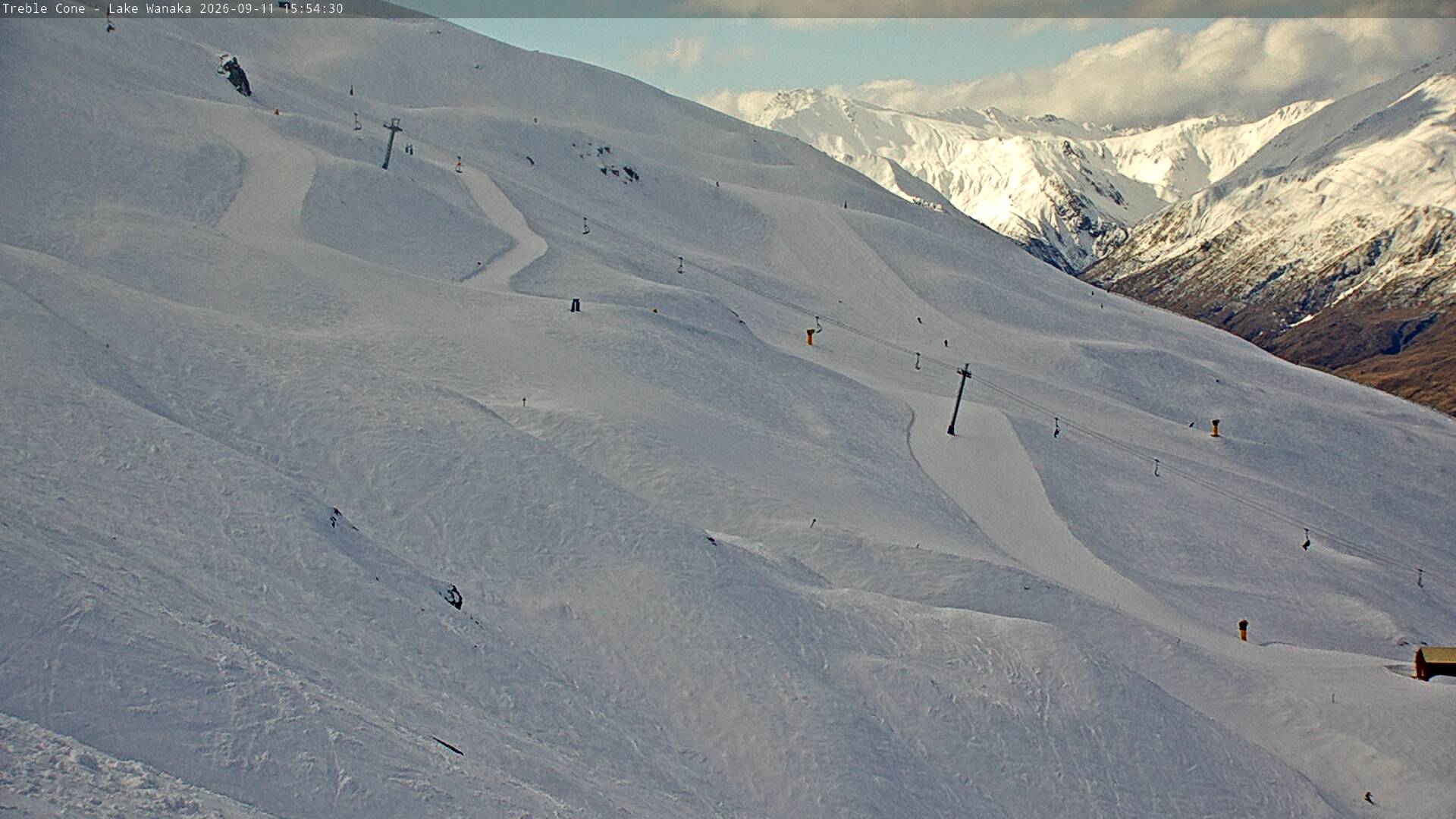 Treble Cone Home Basin Close-up snow cam captured at 11 September 2026 at 3:37 pm NZST