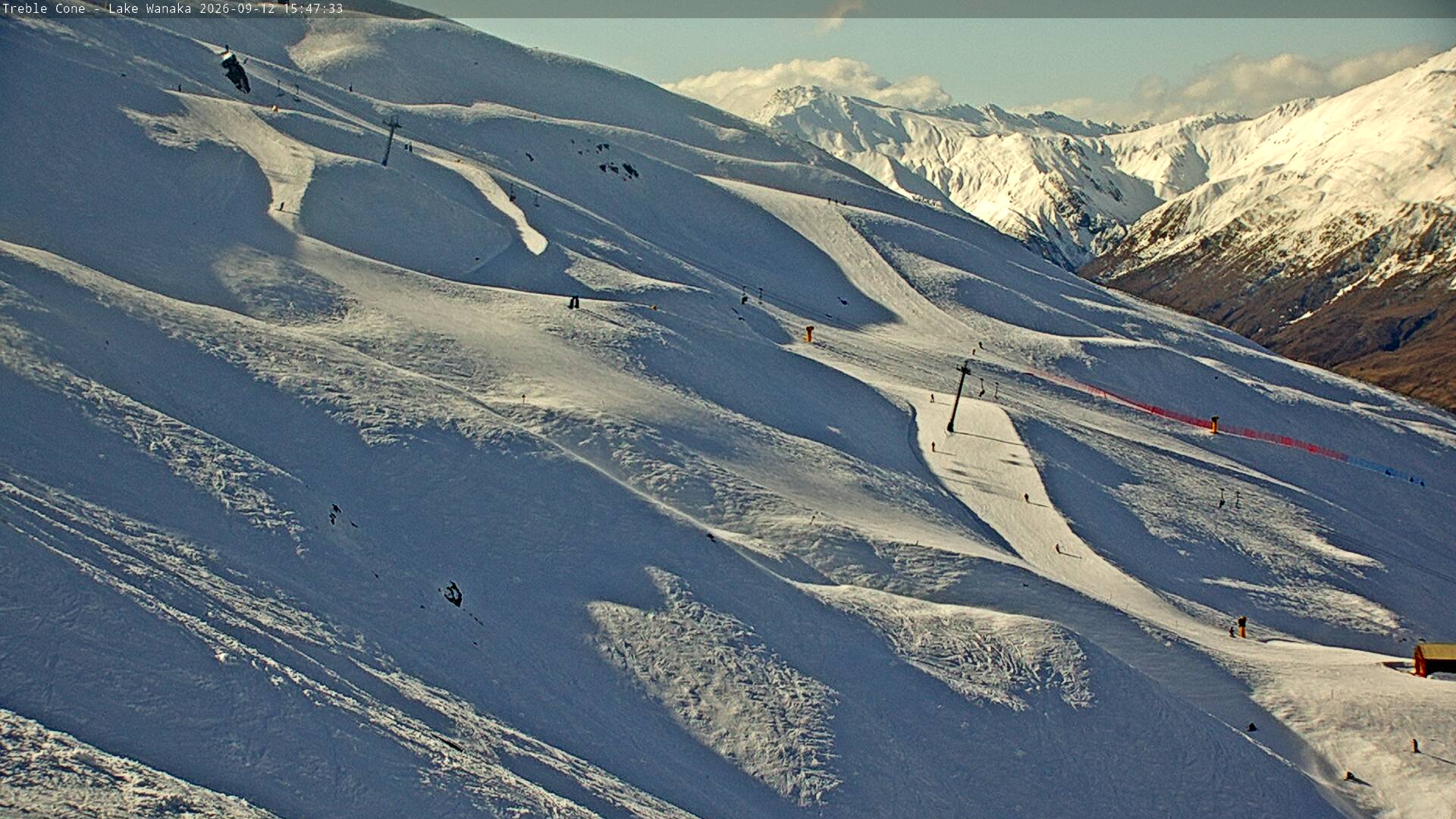 Treble Cone Home Basin Close-up snow cam captured at 12 September 2026 at 3:37 pm NZST