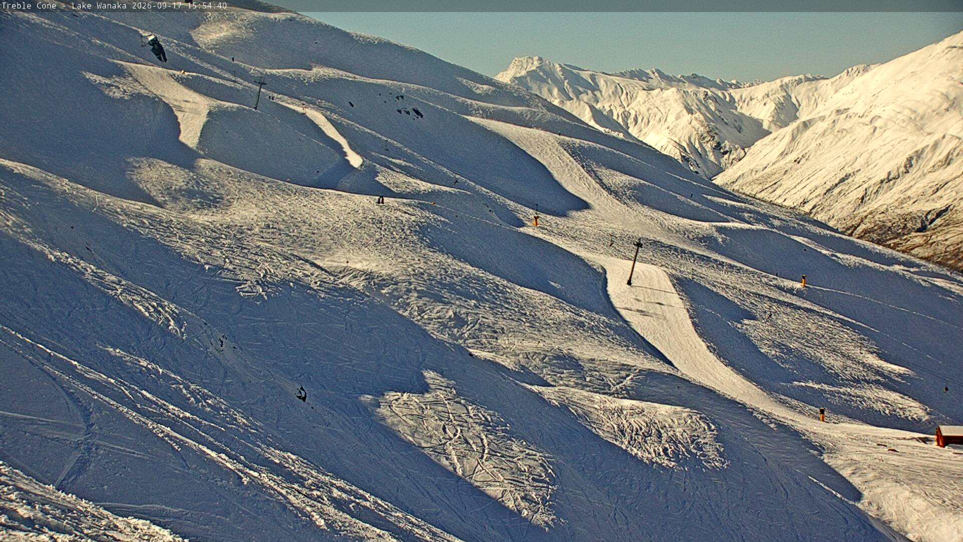 Treble Cone Home Basin Close-up snow cam captured at 17 September 2026 at 3:44 pm NZST