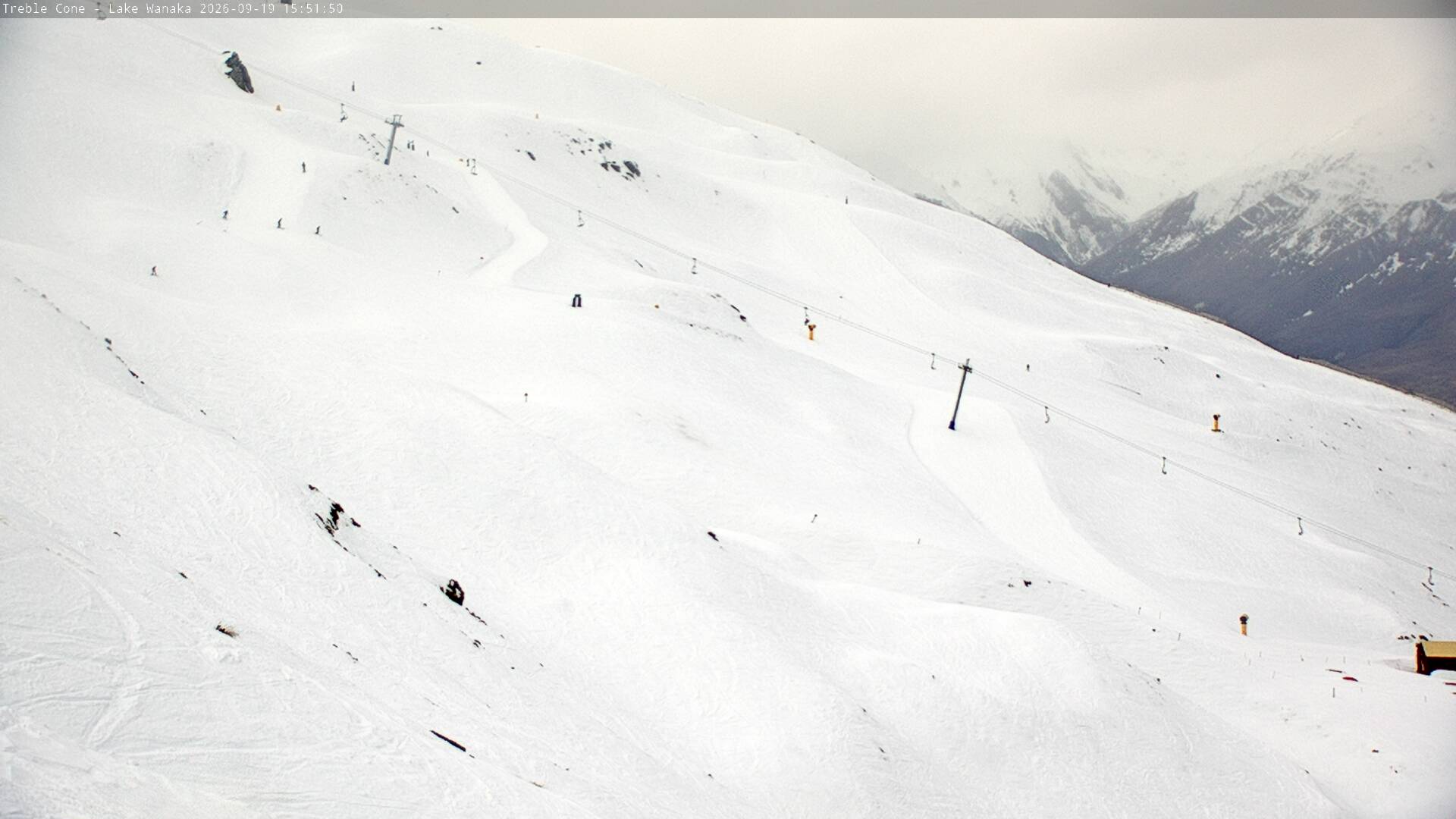 Treble Cone Home Basin Close-up snow cam captured at 19 September 2026 at 3:39 pm NZST