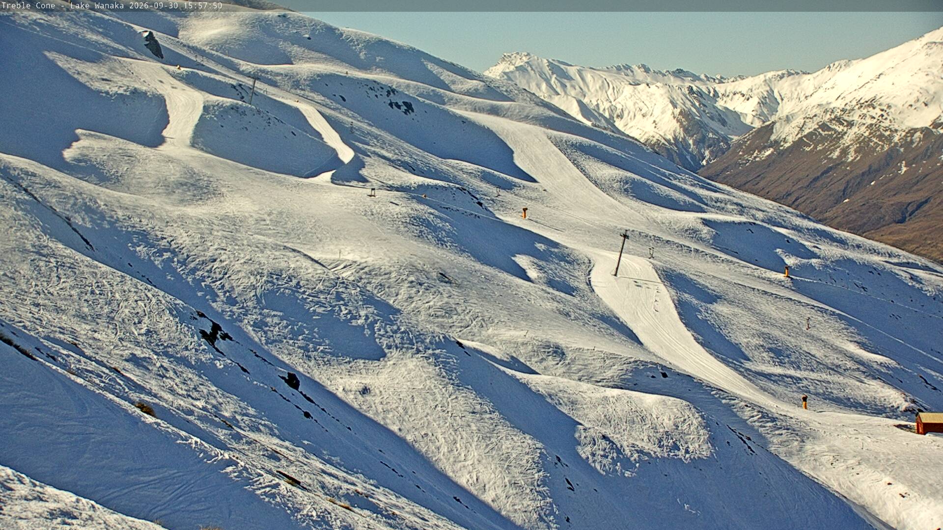 Treble Cone Home Basin Close-up snow cam captured at 30 September 2026 at 4:45 pm NZDT