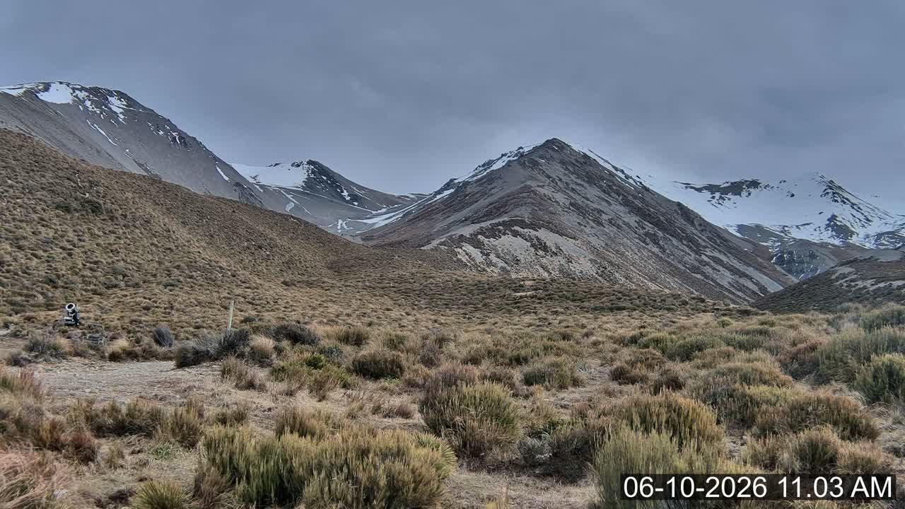 Porters Lodge snow cam captured at 6 October 2026 at 11:23 am NZDT