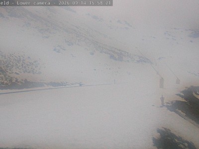 Ōhau Snow Fields Snow Mat Slope snow cam captured at 14 September 2026 at 4:13 pm NZST