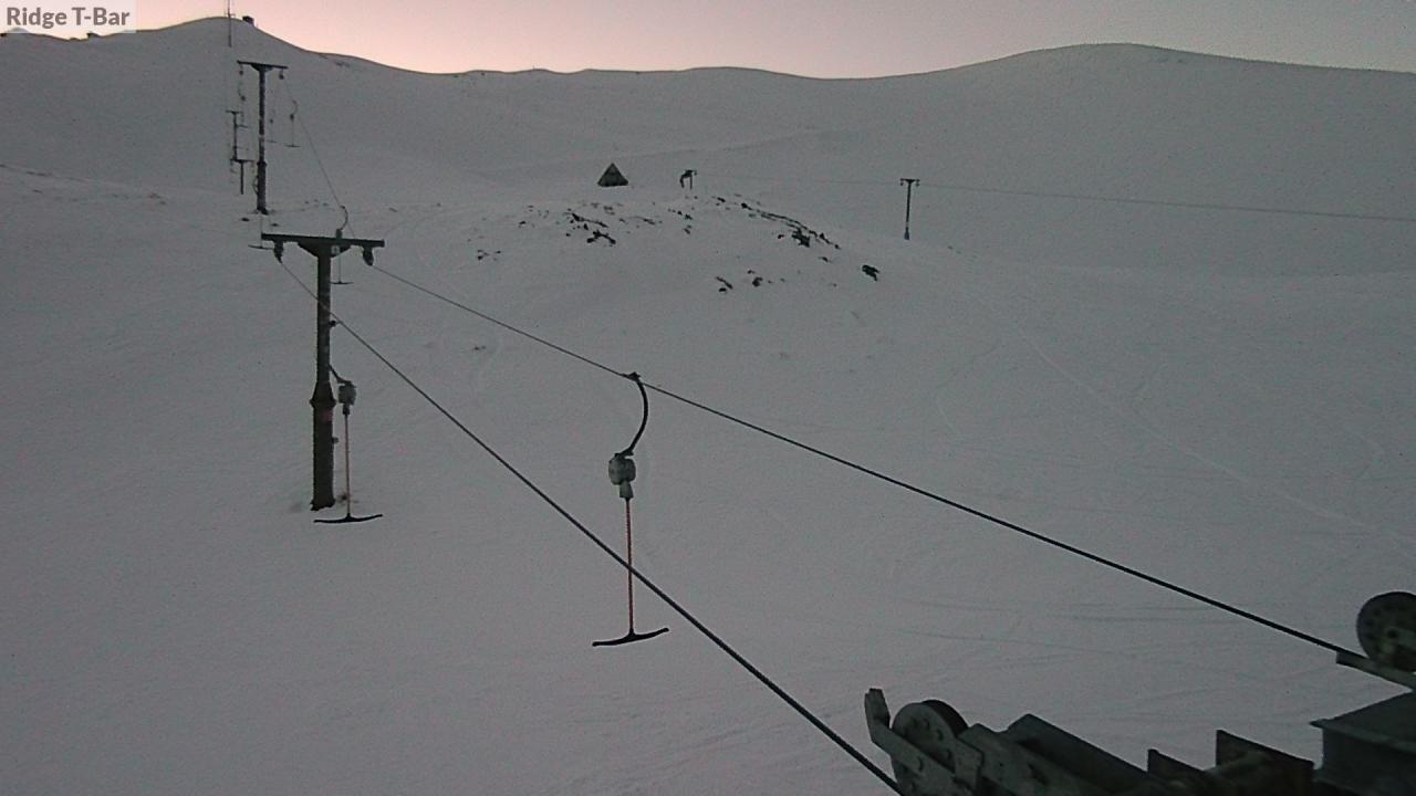 Mt Cheeseman Ridge T-Bar snow cam captured at 13 September 2026 at 6:45 pm NZST