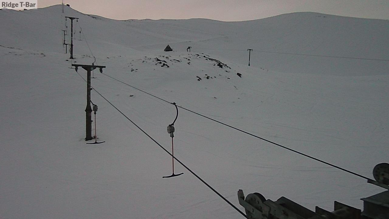 Mt Cheeseman Ridge T-Bar snow cam captured at 14 September 2026 at 6:46 pm NZST
