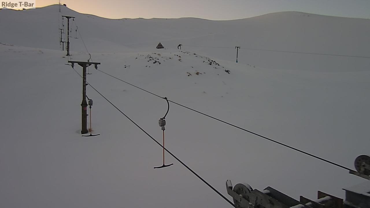 Mt Cheeseman Ridge T-Bar snow cam captured at 23 September 2026 at 6:57 pm NZST