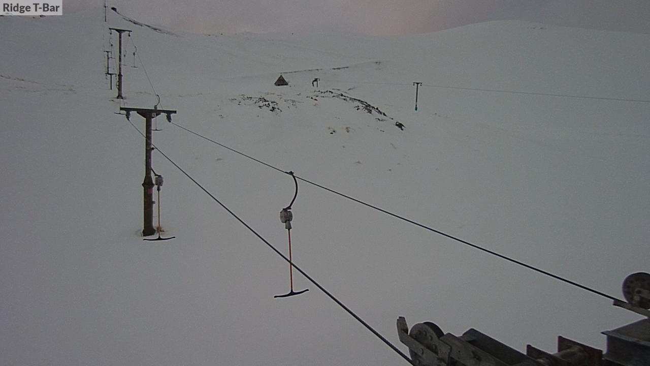 Mt Cheeseman Ridge T-Bar snow cam captured at 24 September 2026 at 6:57 pm NZST