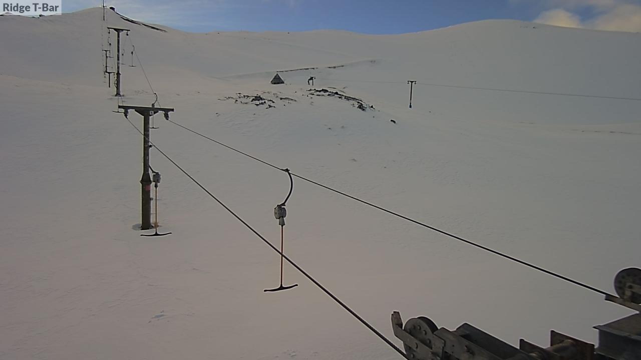 Mt Cheeseman Ridge T-Bar snow cam captured at 28 September 2026 at 6:56 pm NZDT