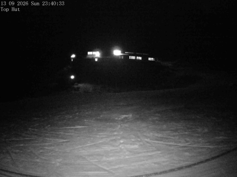 Mt Olympus Top Hut snow cam captured at 13 September 2026 at 11:49 pm NZST