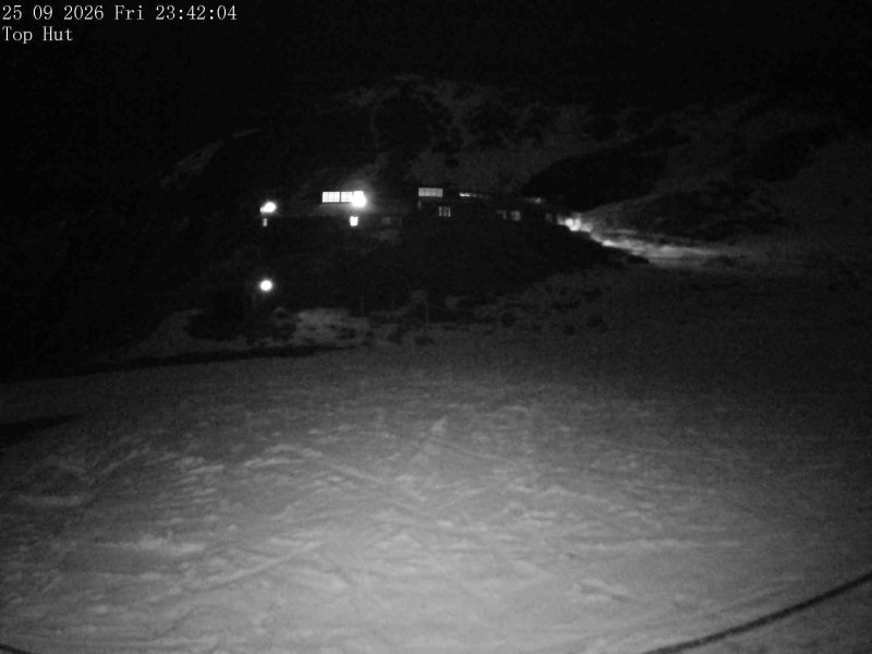 Mt Olympus Top Hut snow cam captured at 25 September 2026 at 11:47 pm NZST