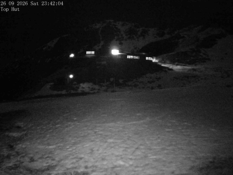 Mt Olympus Top Hut snow cam captured at 26 September 2026 at 11:49 pm NZST